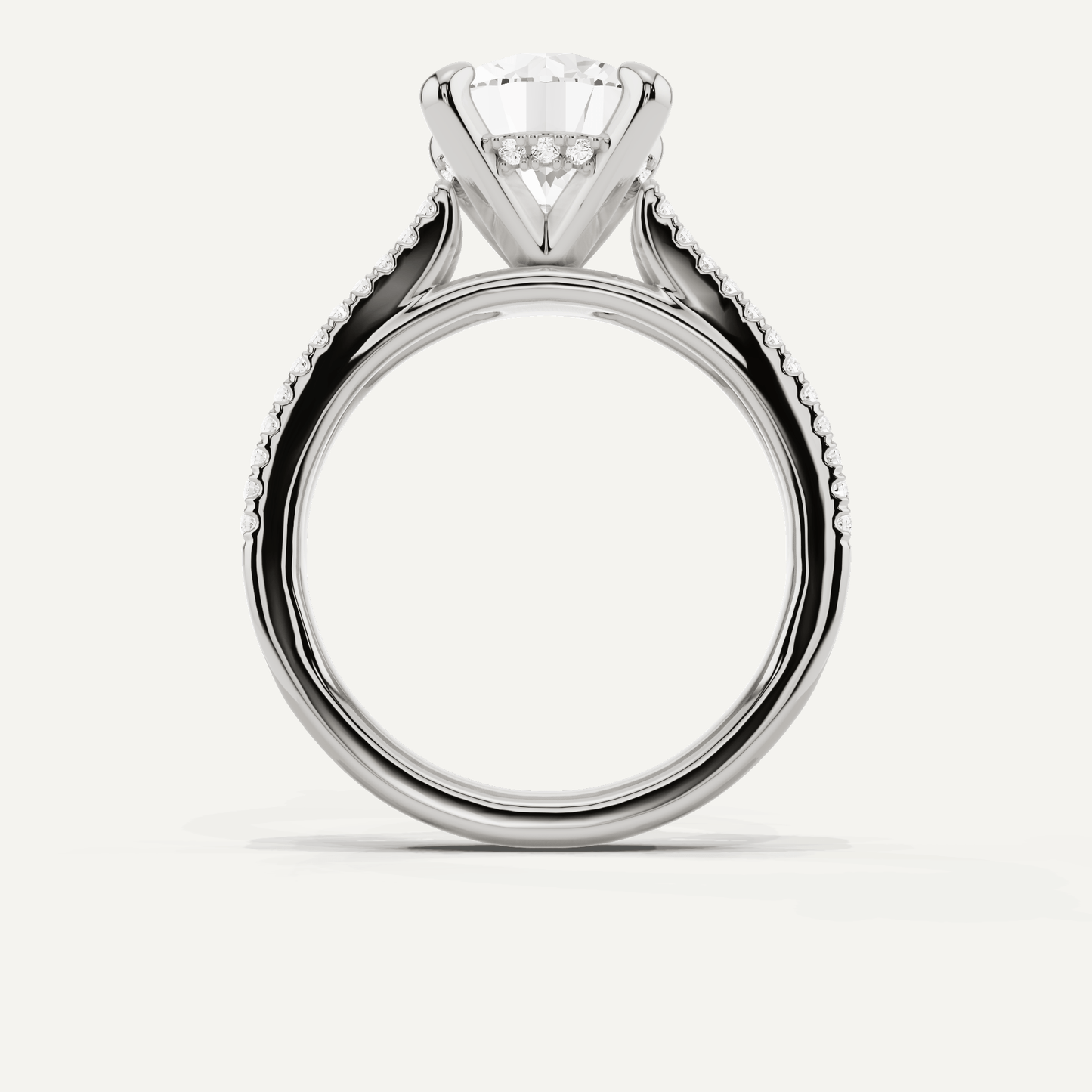 3 1/4 ctw Round Diamond Split Shank Hidden Halo Engagement Ring - Lotus Diamond