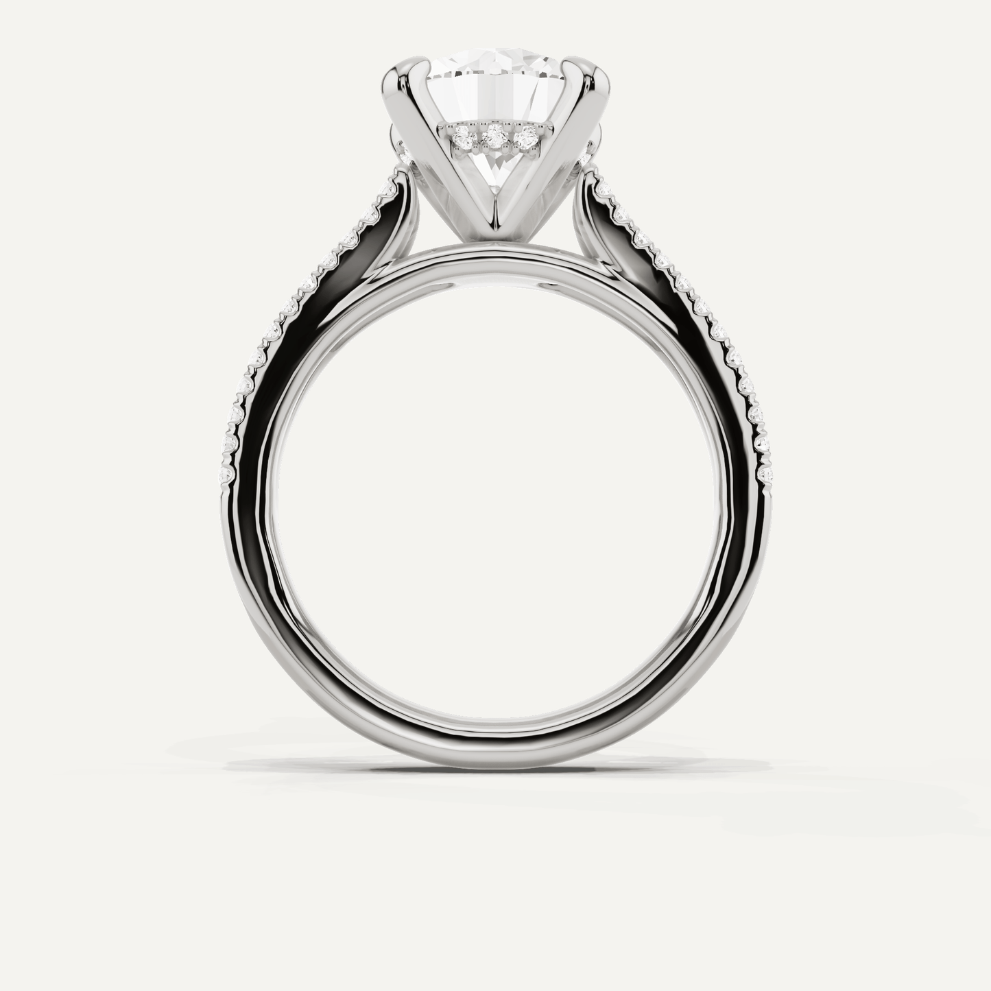 3 1/4 ctw Round Diamond Split Shank Hidden Halo Engagement Ring - Lotus Diamond
