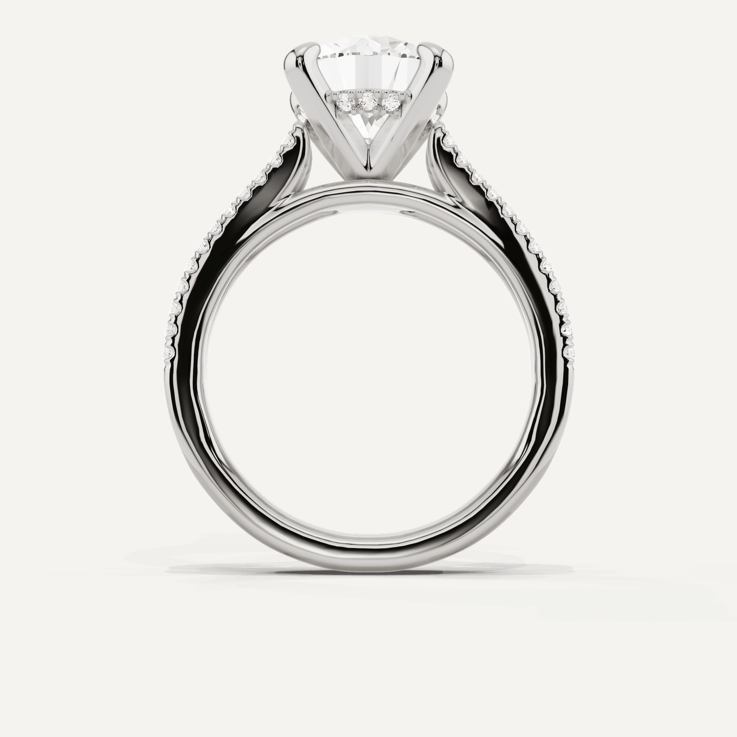 3 1/4 ctw Round Diamond Split Shank Hidden Halo Engagement Ring - Lotus Diamond
