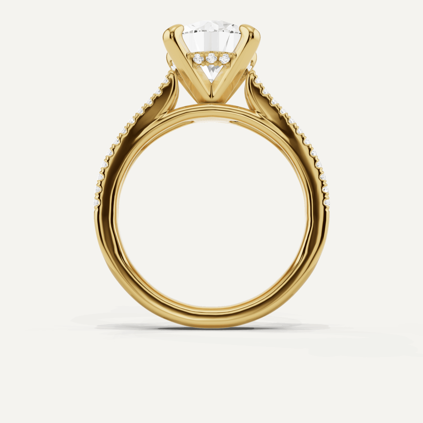 3 1/4 ctw Round Diamond Split Shank Hidden Halo Engagement Ring - Lotus Diamond