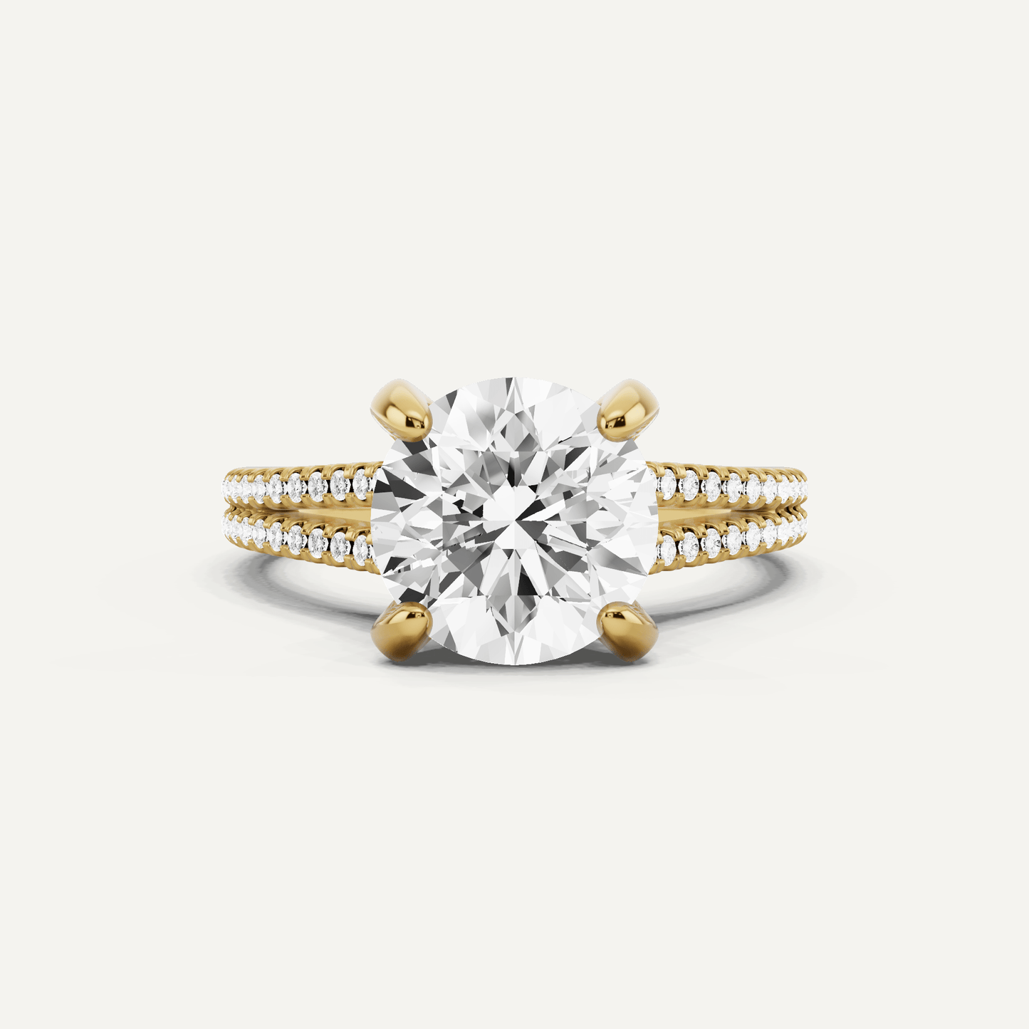 3 1/4 ctw Round Diamond Split Shank Hidden Halo Engagement Ring - Lotus Diamond