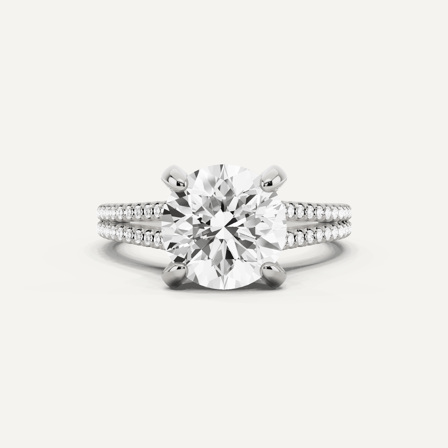 3 1/4 ctw Round Diamond Split Shank Hidden Halo Engagement Ring - Lotus Diamond