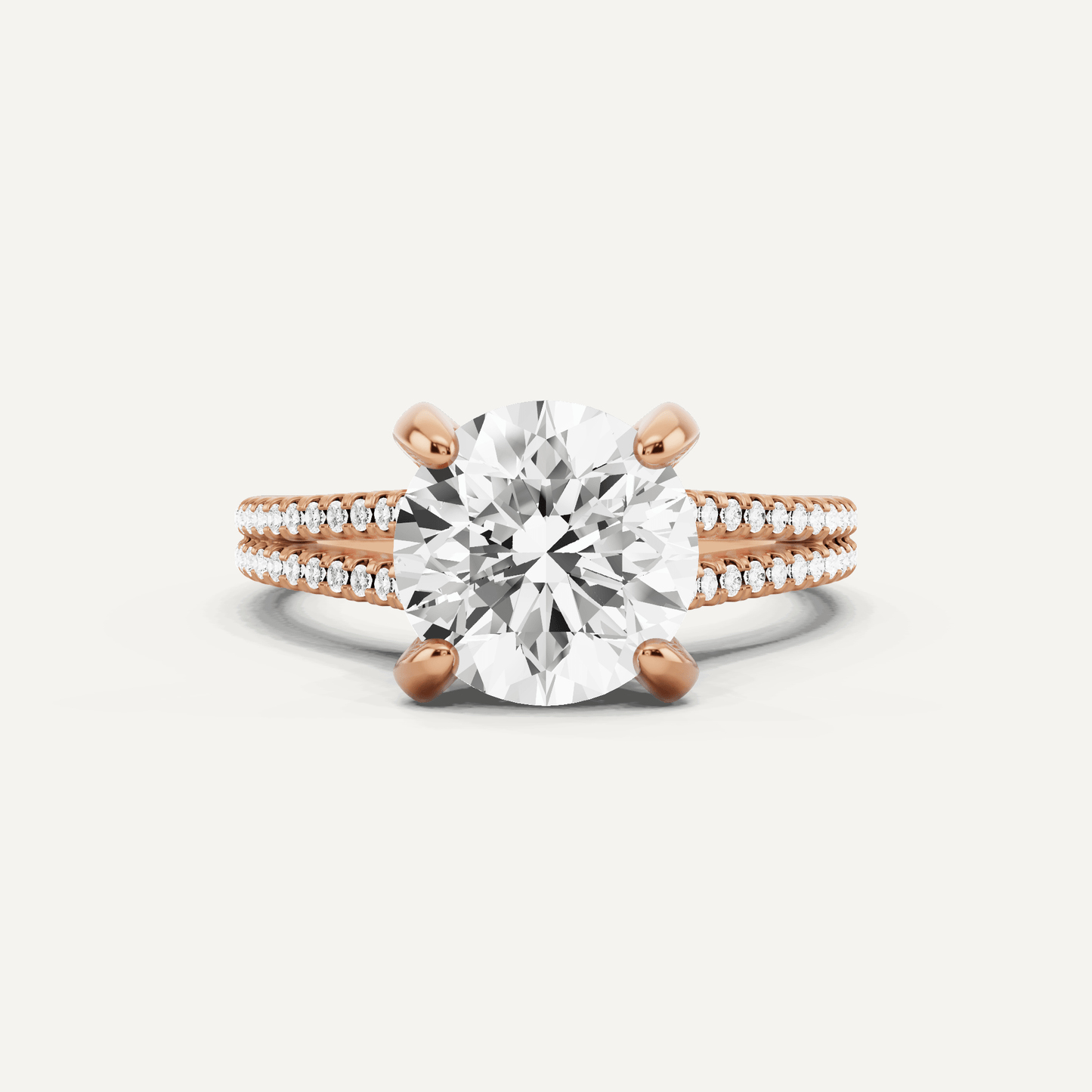 3 1/4 ctw Round Diamond Split Shank Hidden Halo Engagement Ring - Lotus Diamond