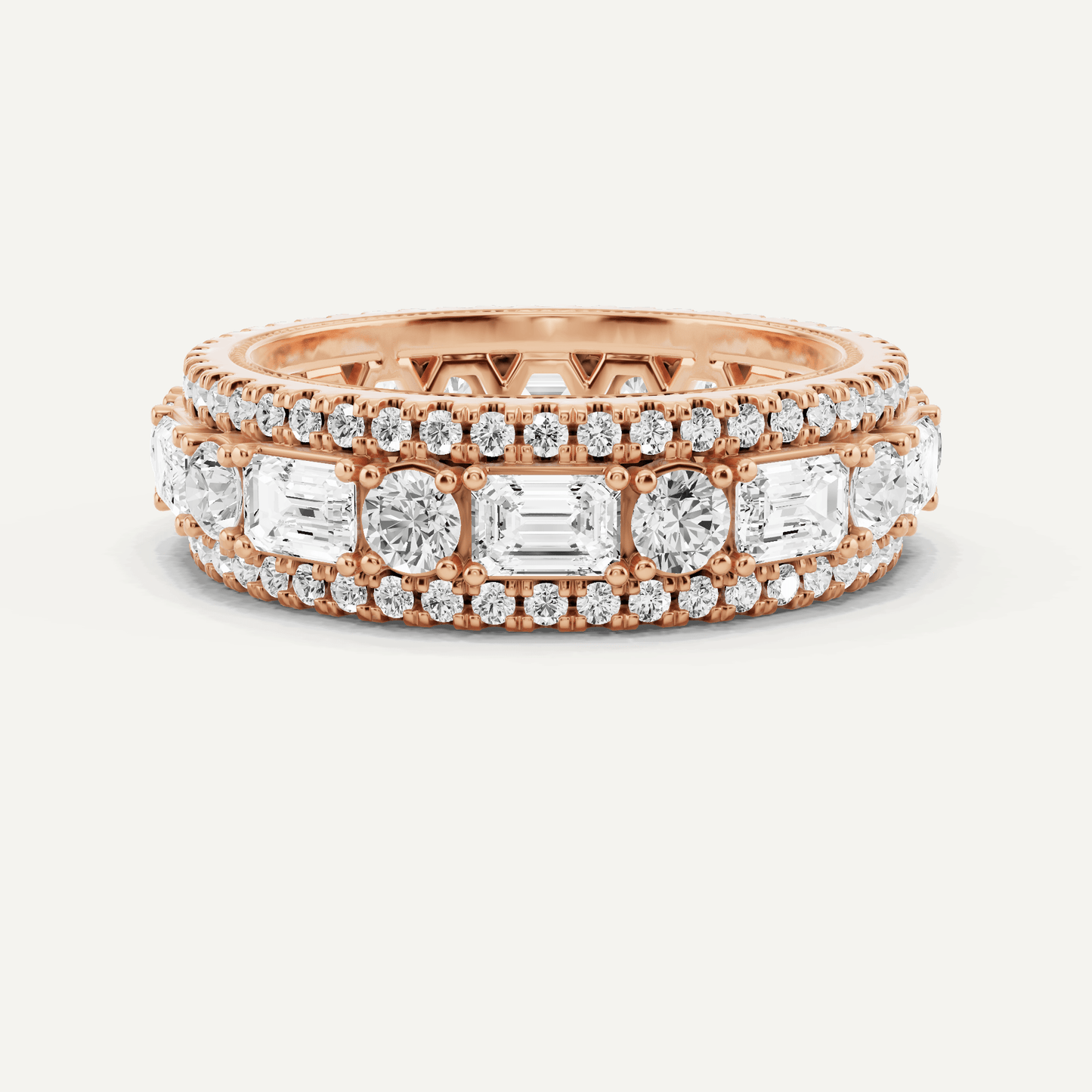 3 ctw Emerald Diamond Three Row Eternity Band - Lotus Diamond