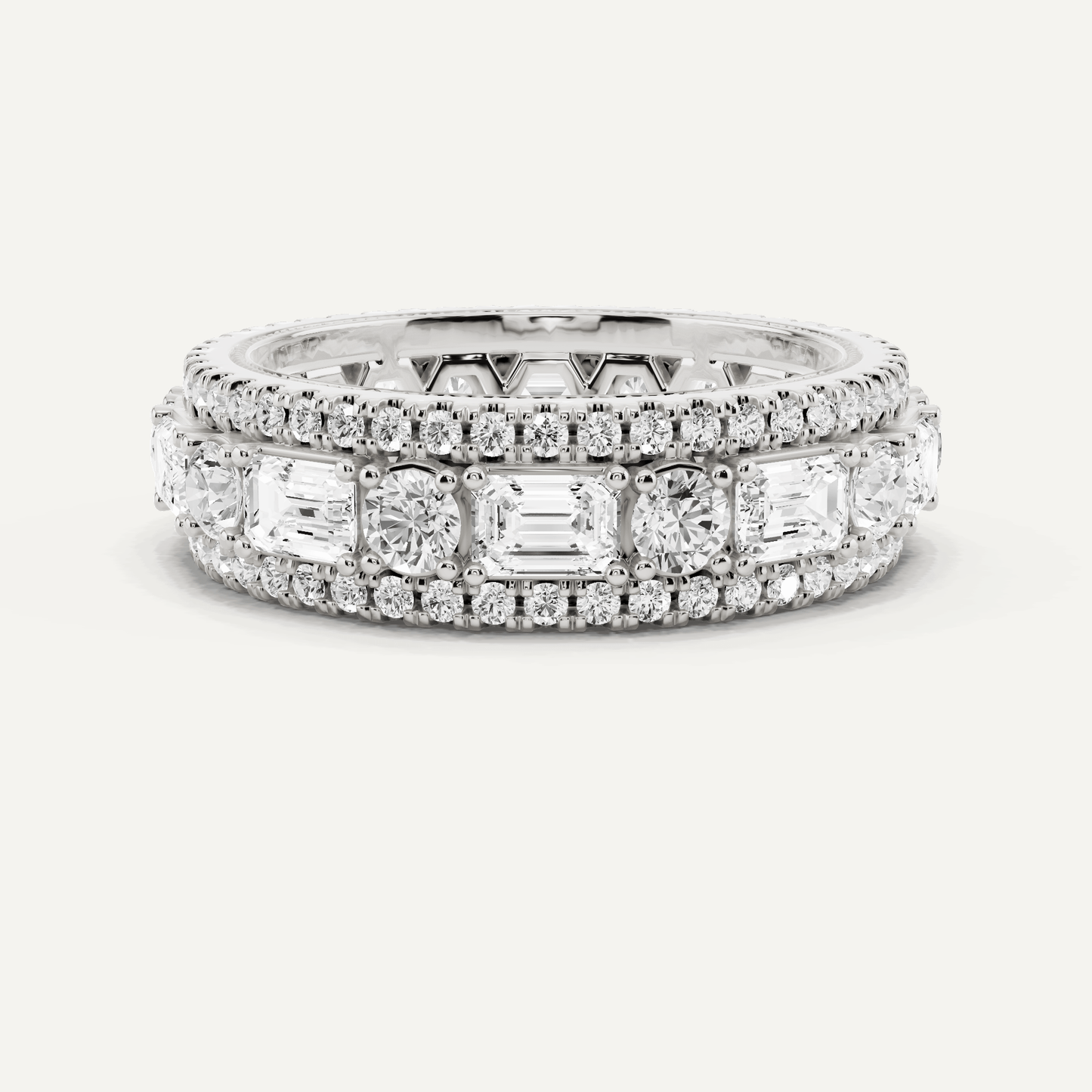 3 ctw Emerald Diamond Three Row Eternity Band - Lotus Diamond