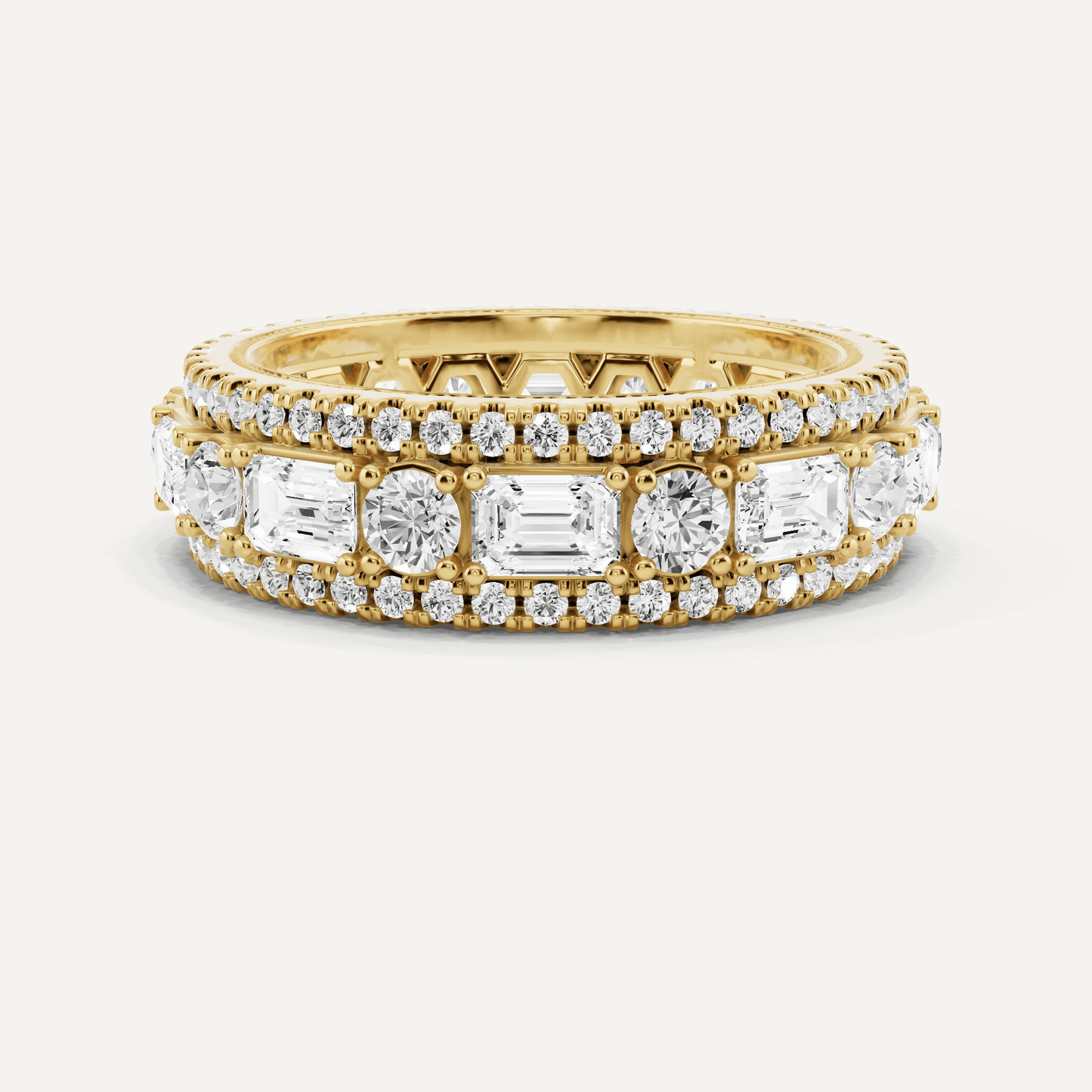 3 ctw Emerald Diamond Three Row Eternity Band - Lotus Diamond