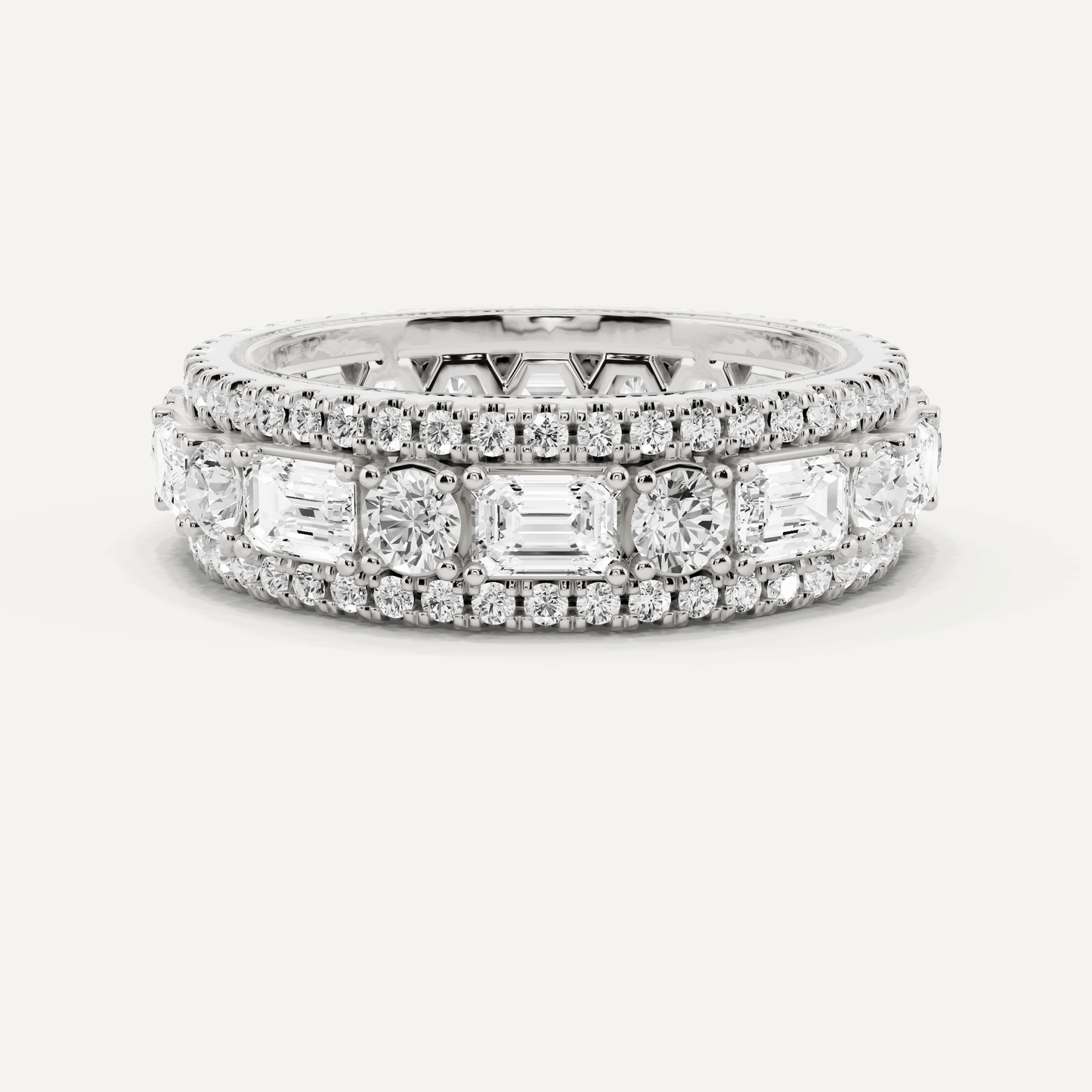 3 ctw Emerald Diamond Three Row Eternity Band - Lotus Diamond