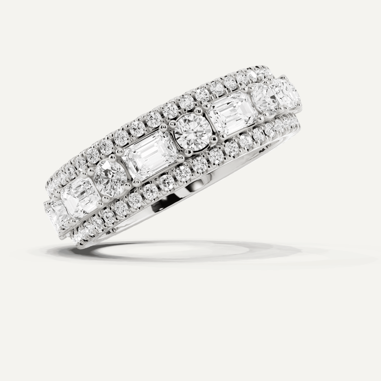 3 ctw Emerald Diamond Three Row Eternity Band - Lotus Diamond