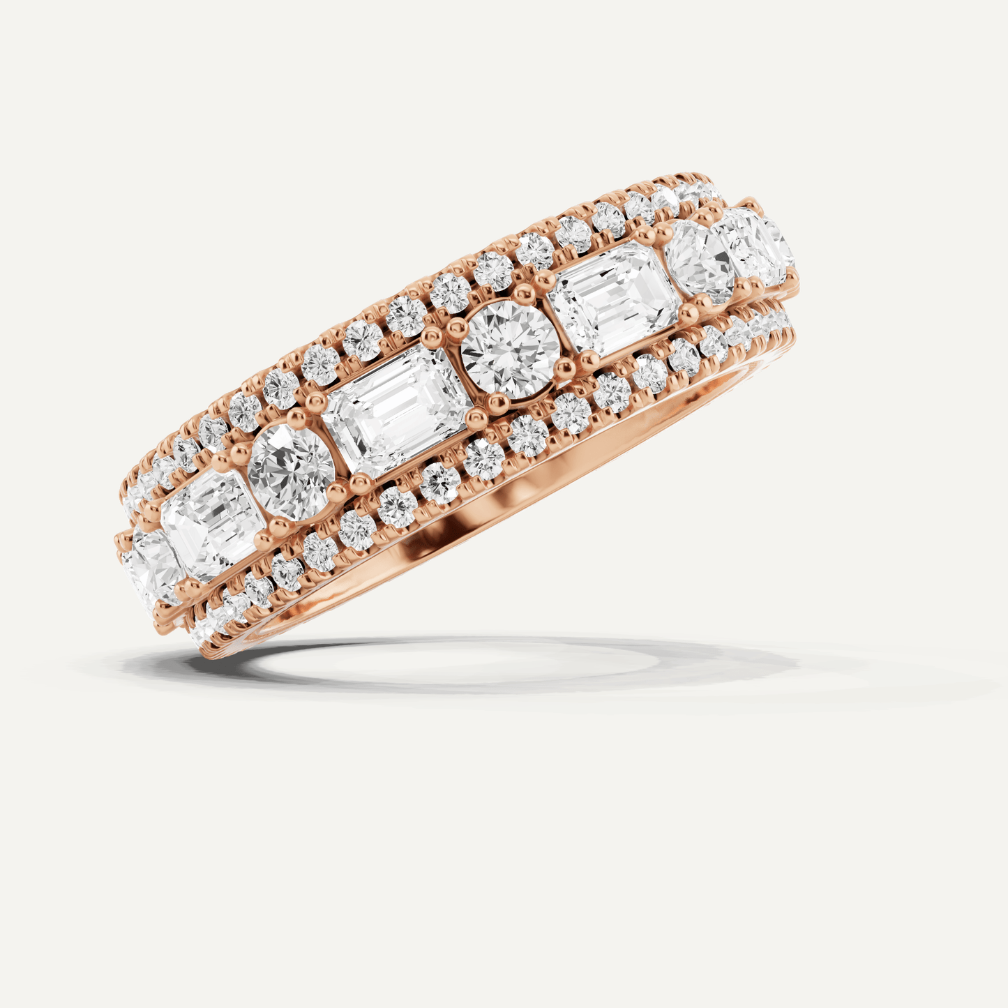 3 ctw Emerald Diamond Three Row Eternity Band - Lotus Diamond