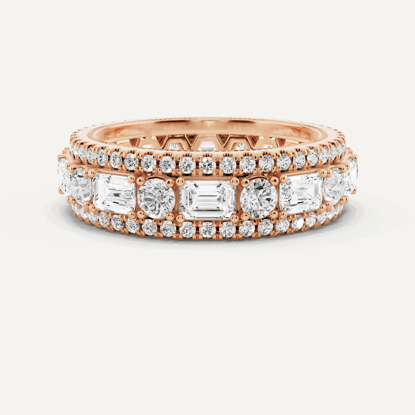 3 ctw Emerald Diamond Three Row Eternity Band - Lotus Diamond