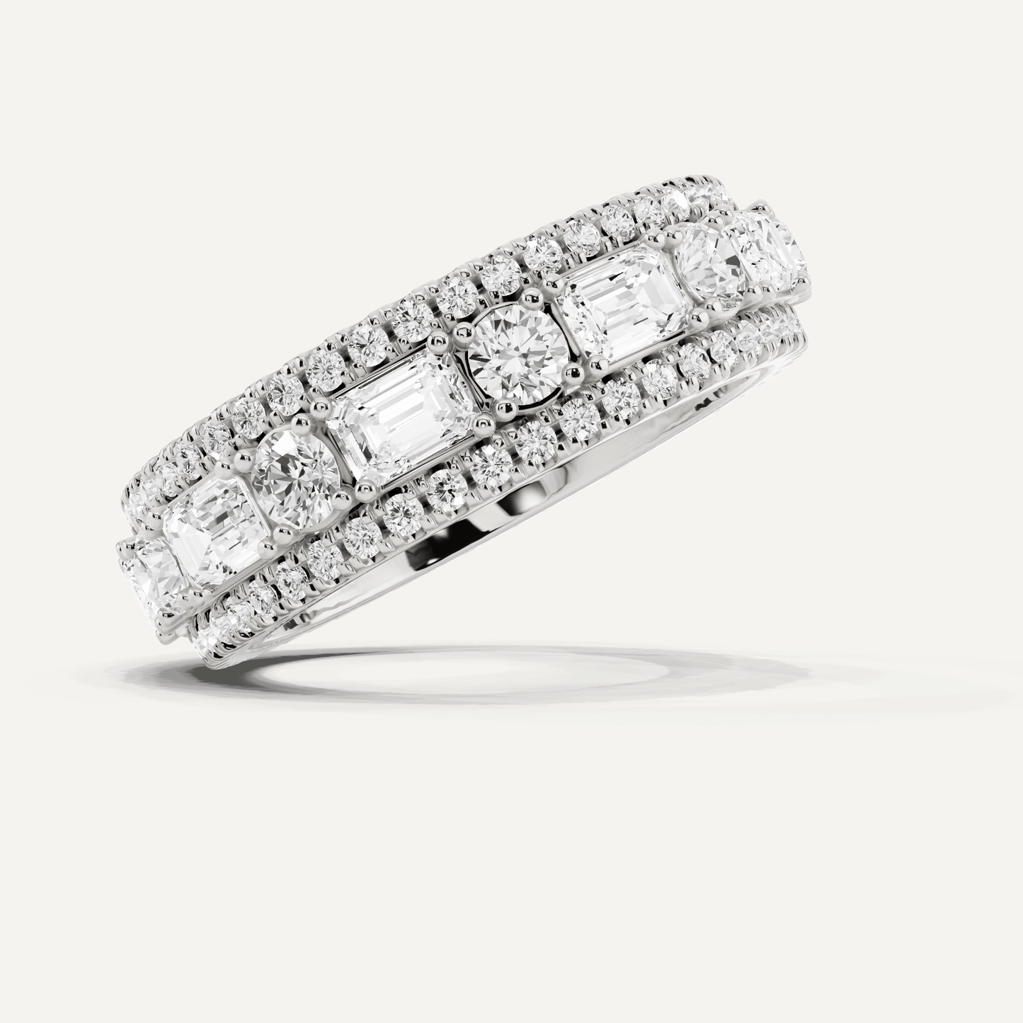 3 ctw Emerald Diamond Three Row Eternity Band - Lotus Diamond