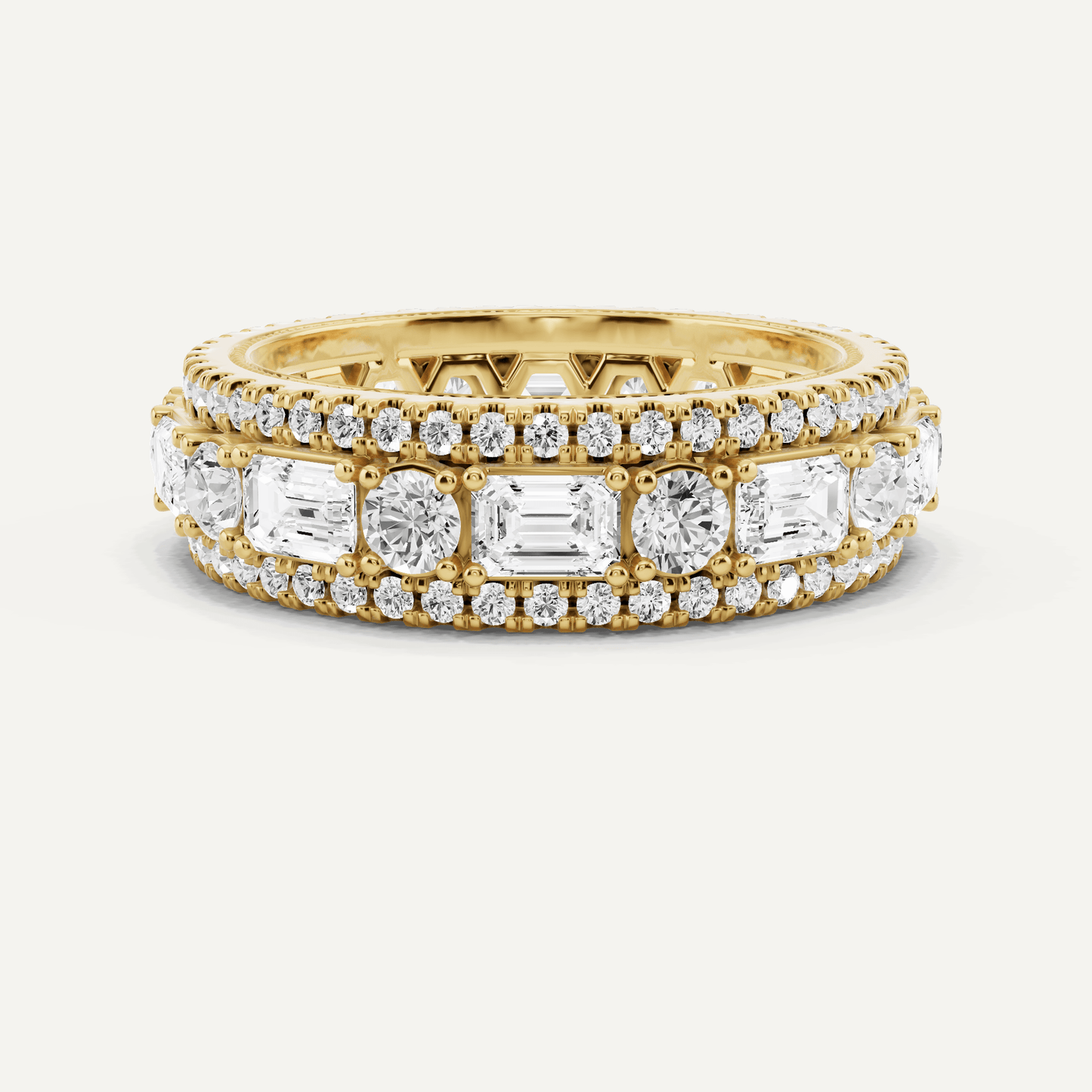 3 ctw Emerald Diamond Three Row Eternity Band - Lotus Diamond
