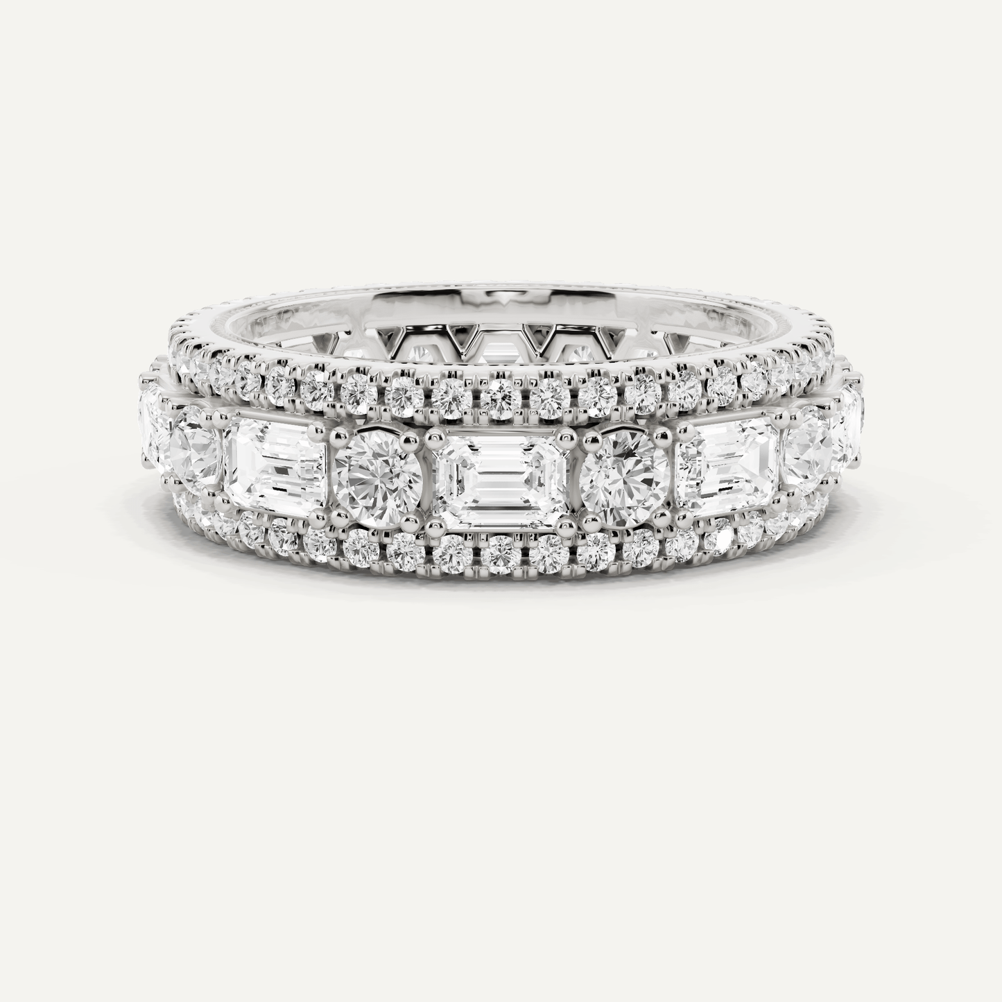 3 ctw Emerald Diamond Three Row Eternity Band - Lotus Diamond