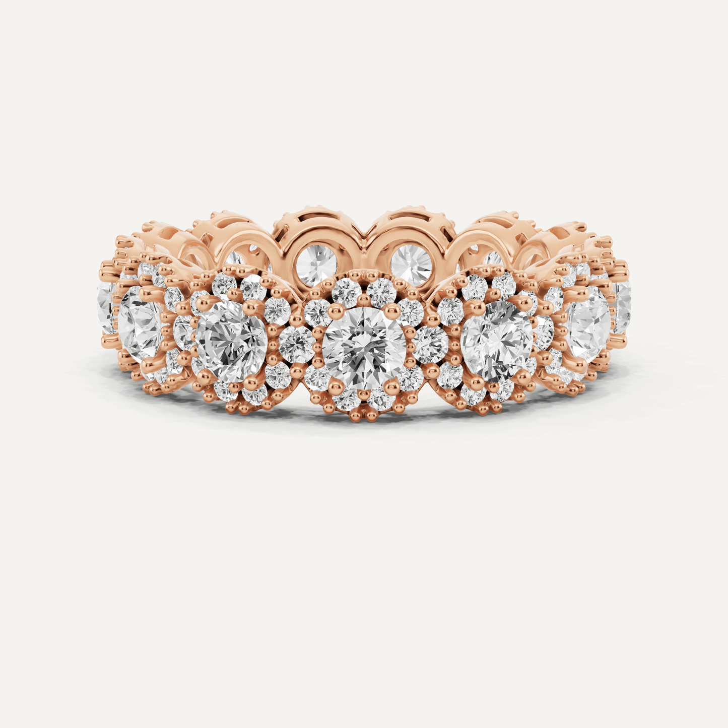 3 ctw Round Diamond Halo Eternity Band - Lotus Diamond