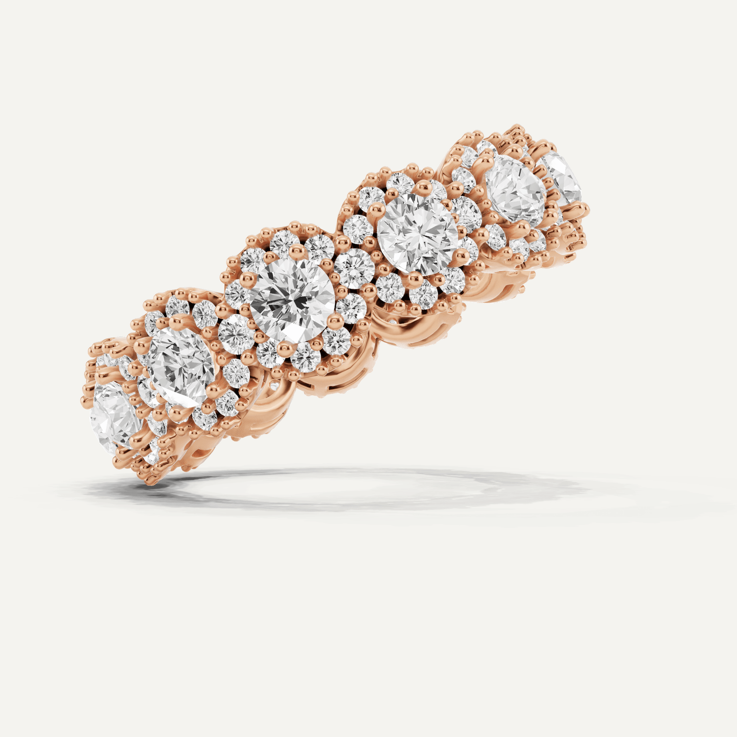 3 ctw Round Diamond Halo Eternity Band - Lotus Diamond