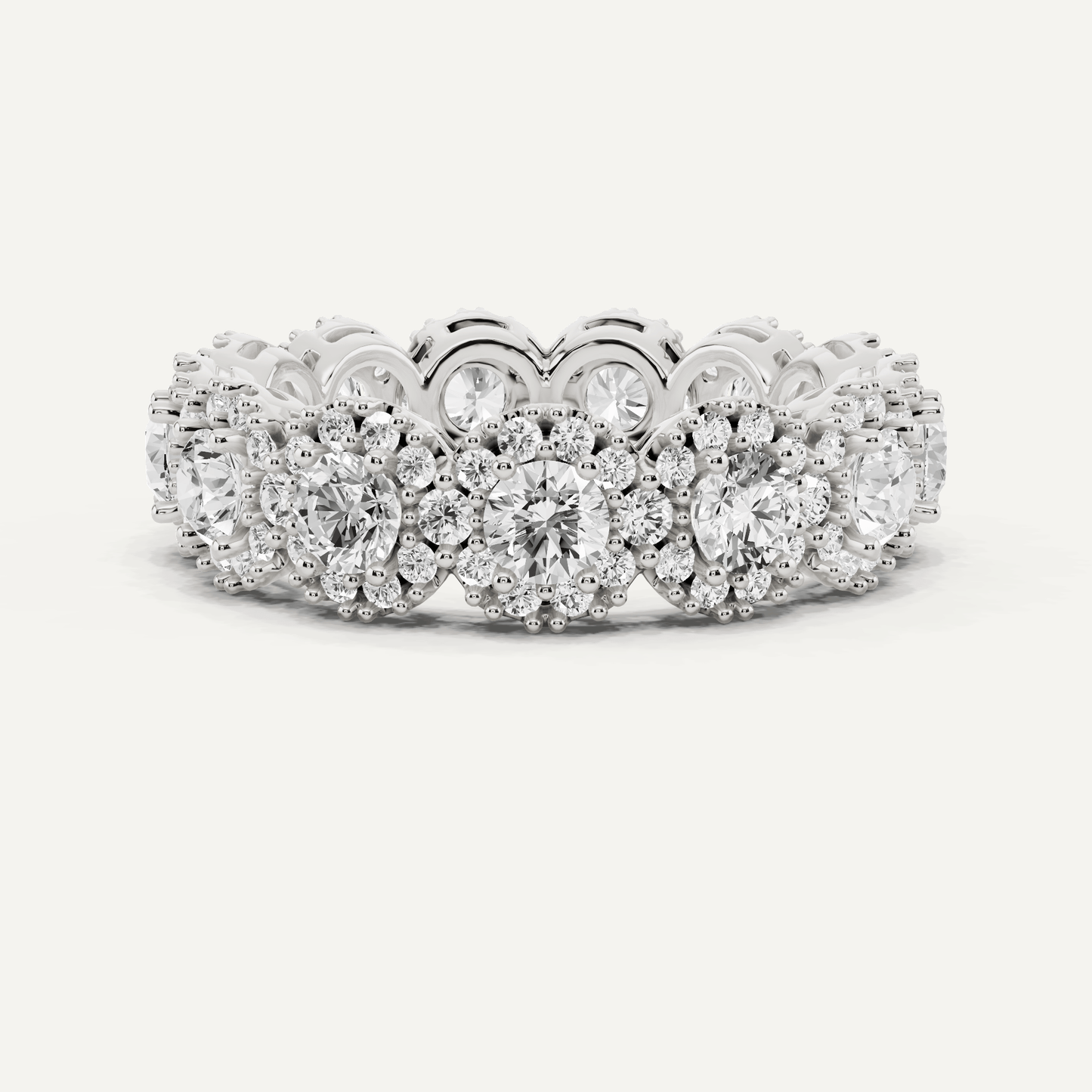 3 ctw Round Diamond Halo Eternity Band - Lotus Diamond