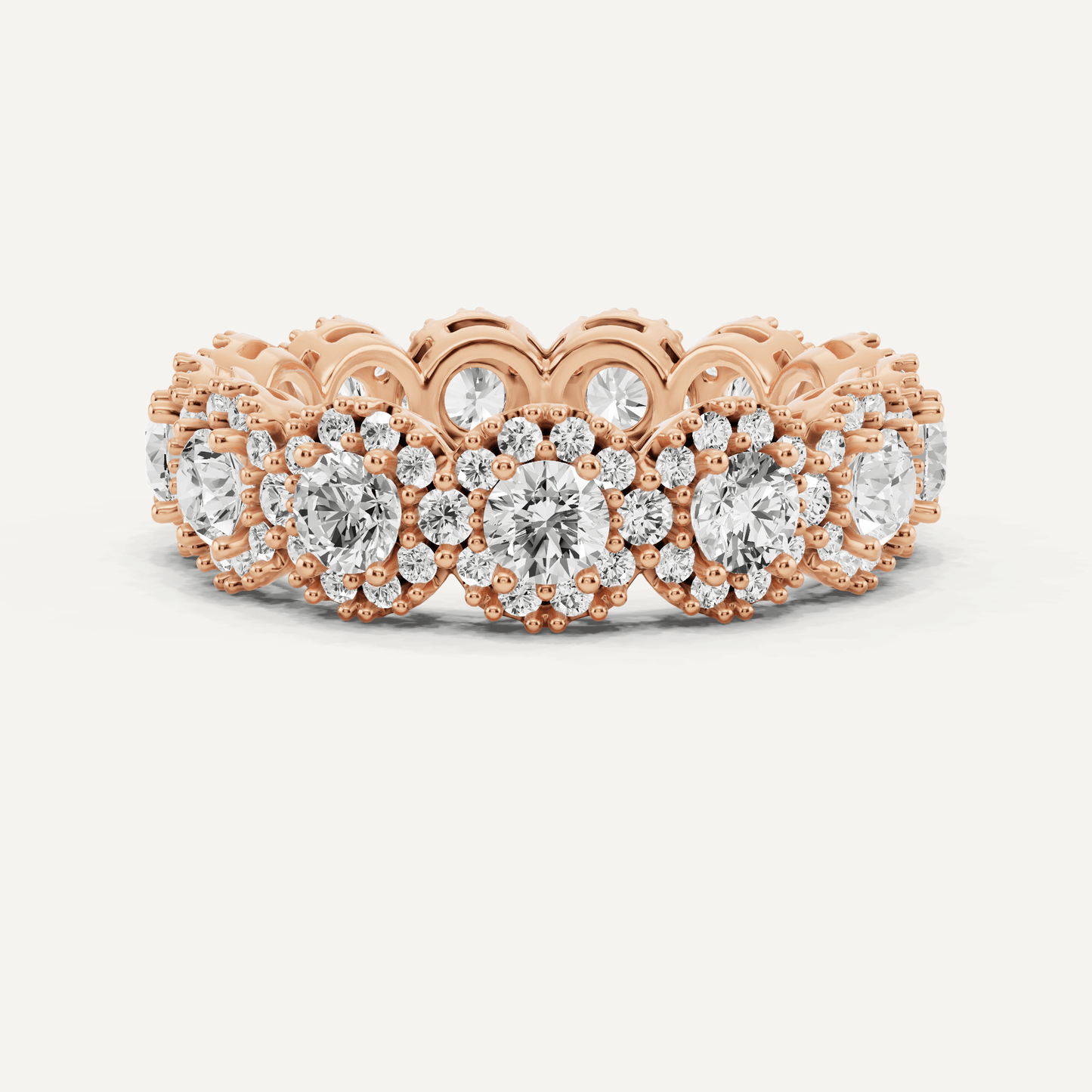 3 ctw Round Diamond Halo Eternity Band - Lotus Diamond