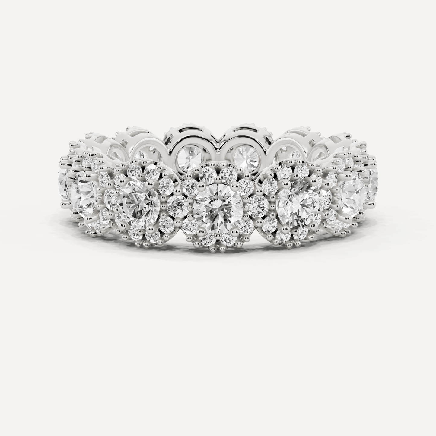 3 ctw Round Diamond Halo Eternity Band - Lotus Diamond