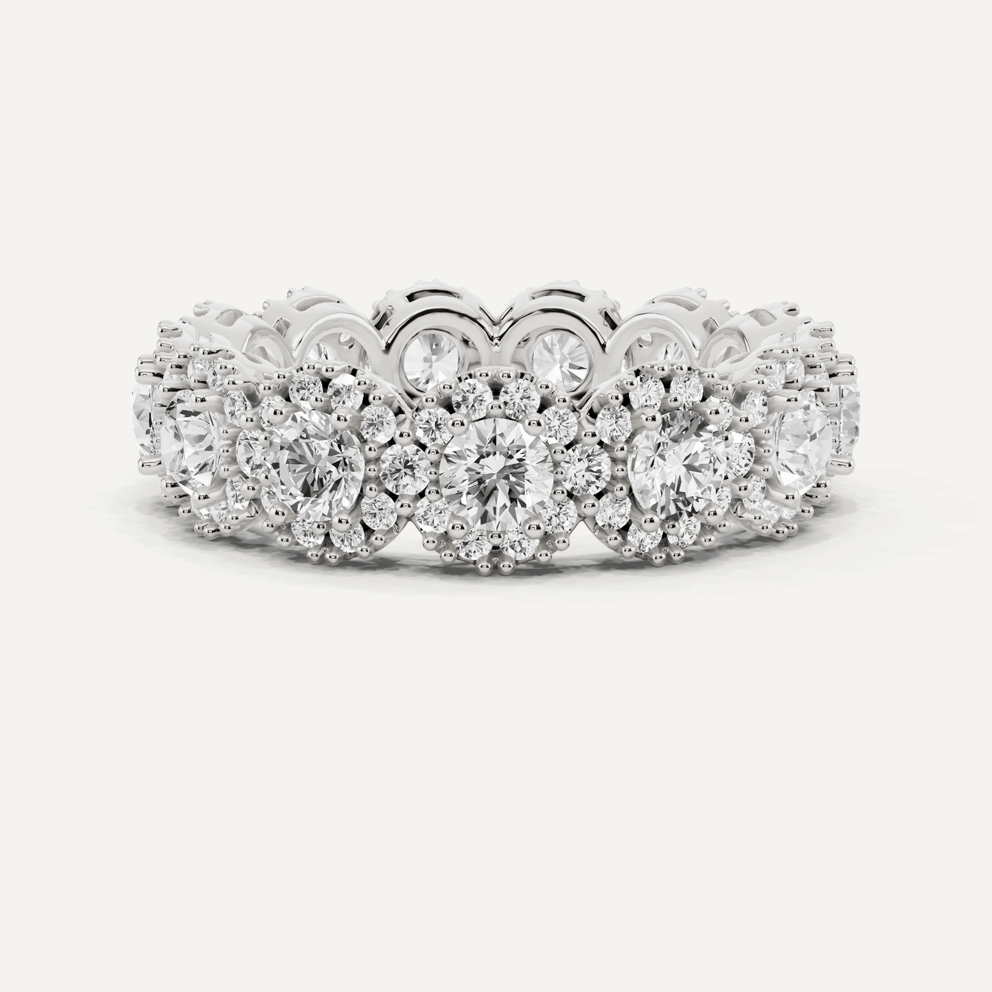 3 ctw Round Diamond Halo Eternity Band - Lotus Diamond