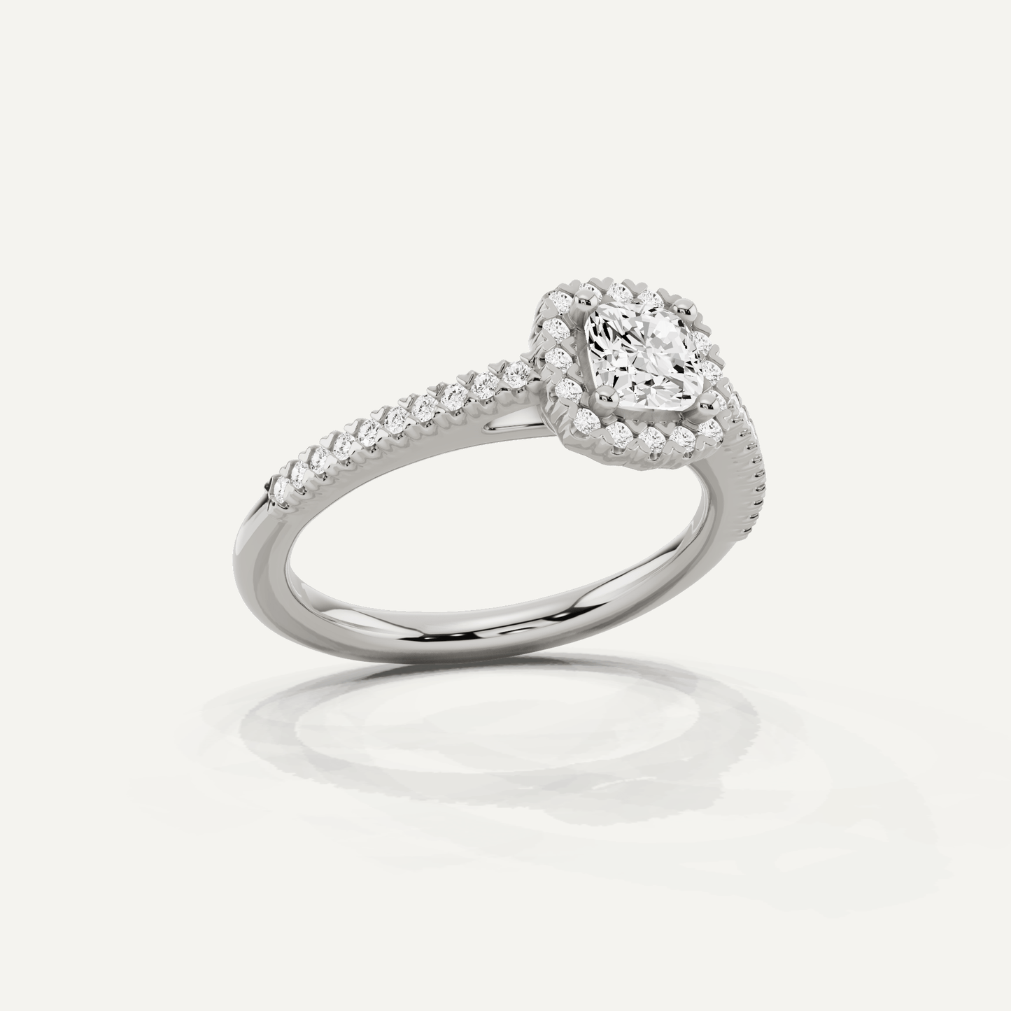 3/4 ctw Cushion Diamond Pave Halo Engagement Ring - Lotus Diamond
