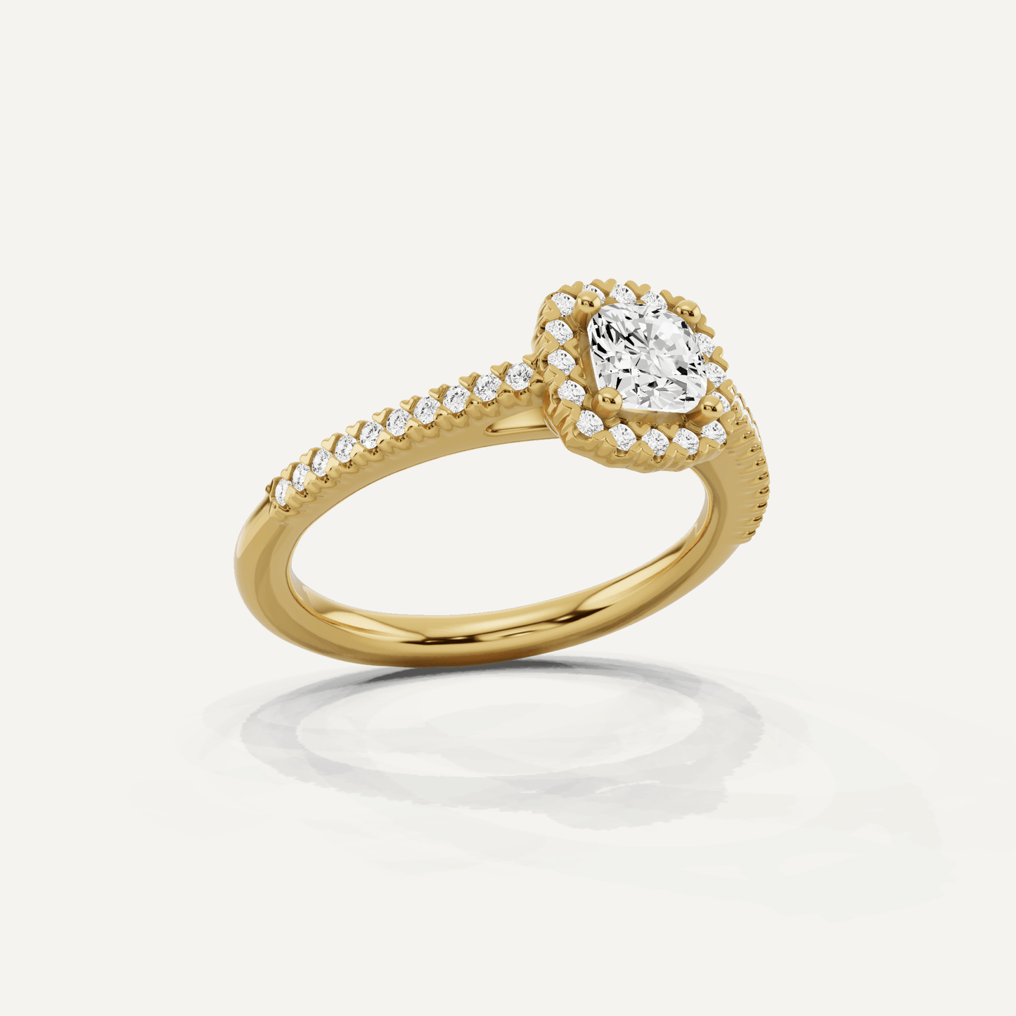 3/4 ctw Cushion Diamond Pave Halo Engagement Ring - Lotus Diamond