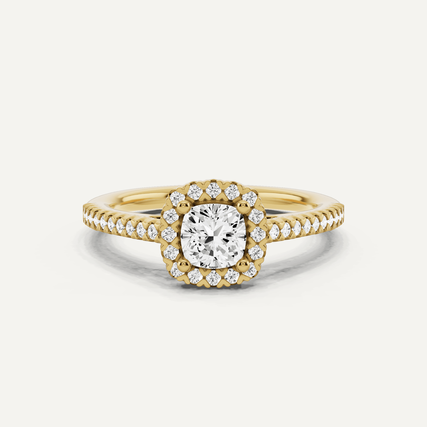 3/4 ctw Cushion Diamond Pave Halo Engagement Ring - Lotus Diamond