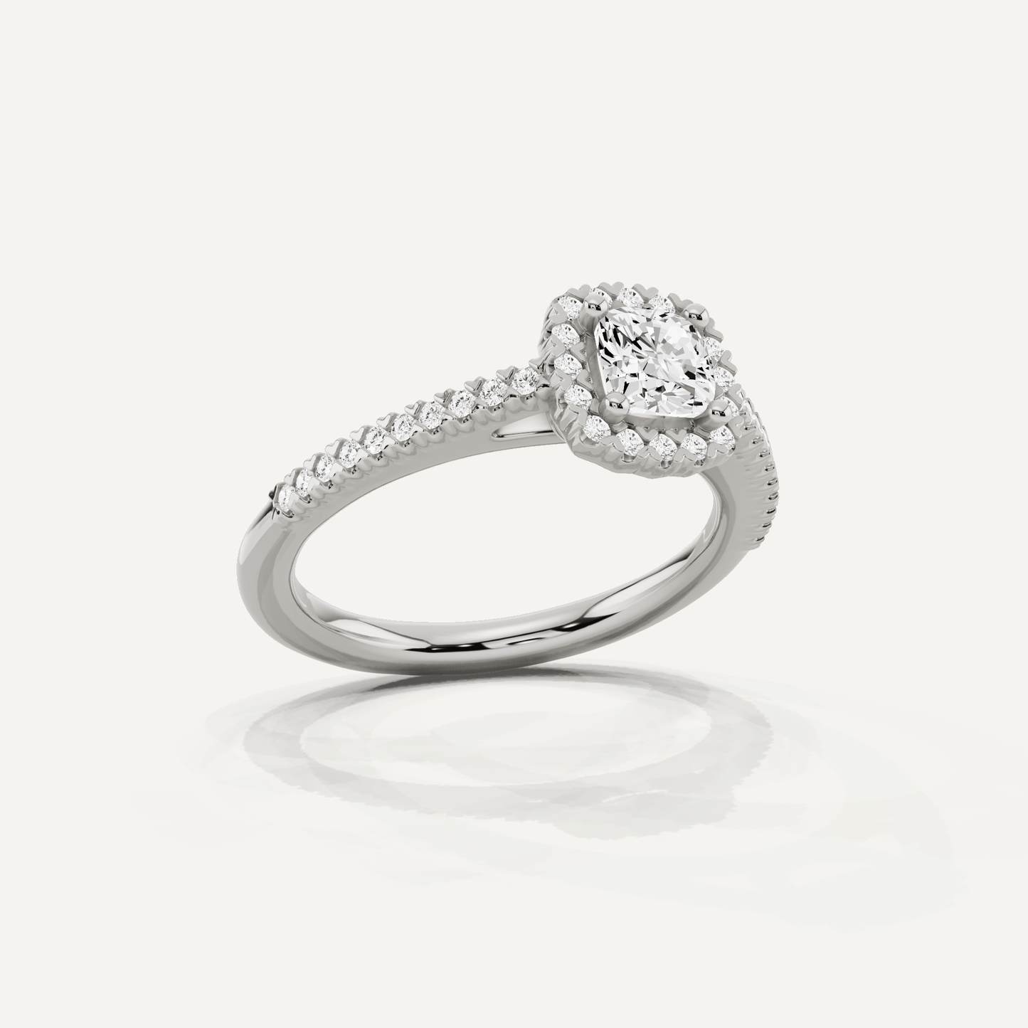 3/4 ctw Cushion Diamond Pave Halo Engagement Ring - Lotus Diamond