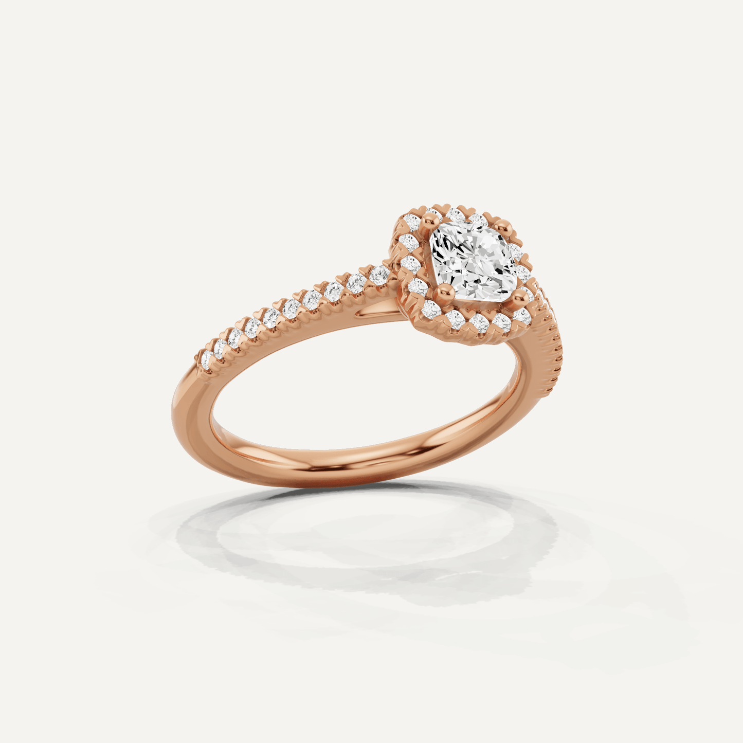 3/4 ctw Cushion Diamond Pave Halo Engagement Ring - Lotus Diamond