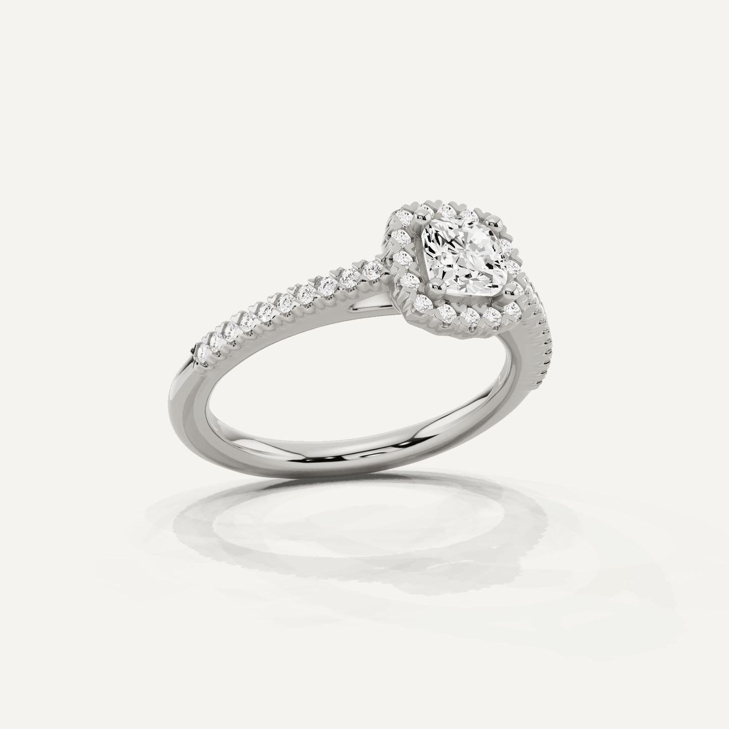 3/4 ctw Cushion Diamond Pave Halo Engagement Ring - Lotus Diamond