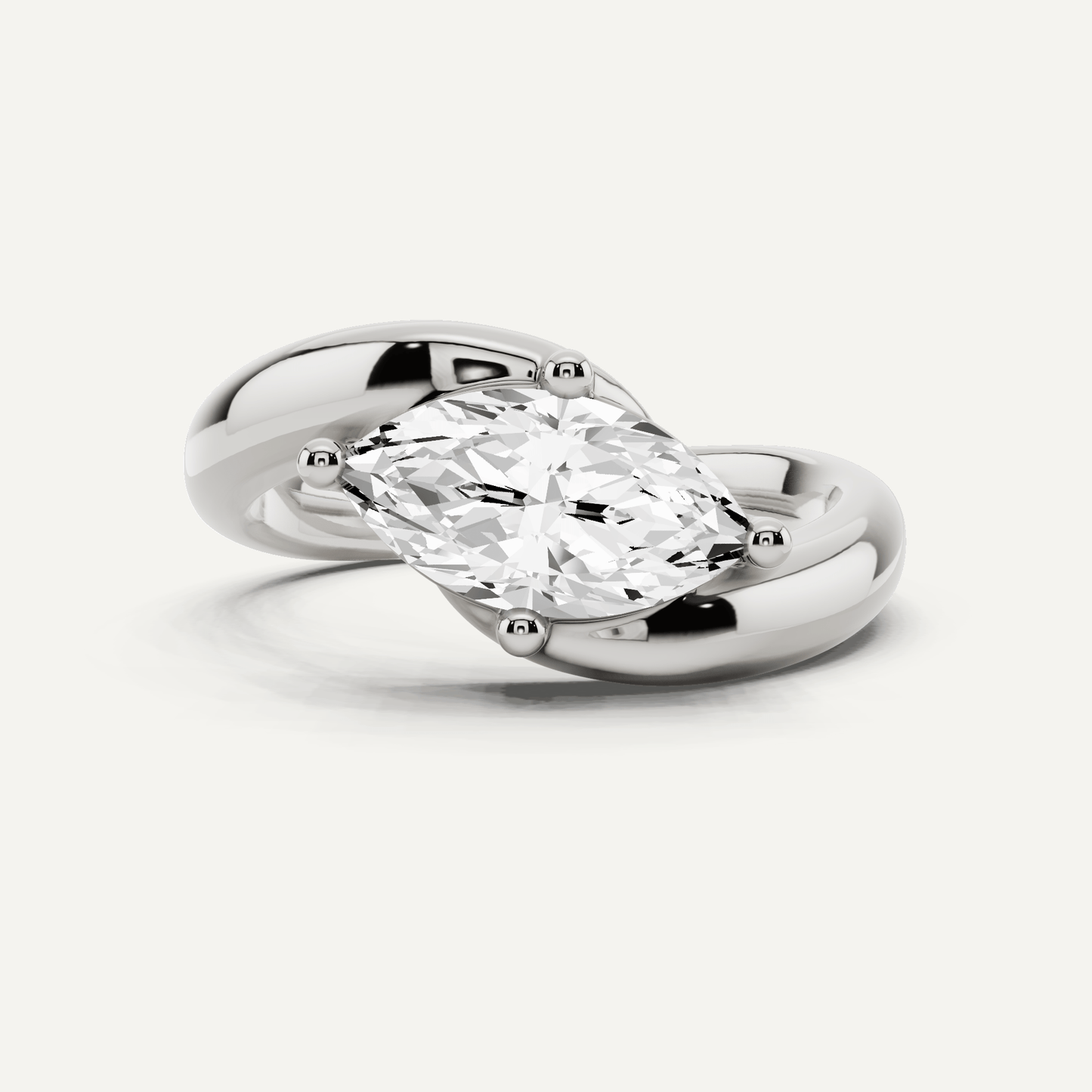 3/4 ctw Marquise Diamond East - West Solitaire Engagement Ring - Lotus Diamond