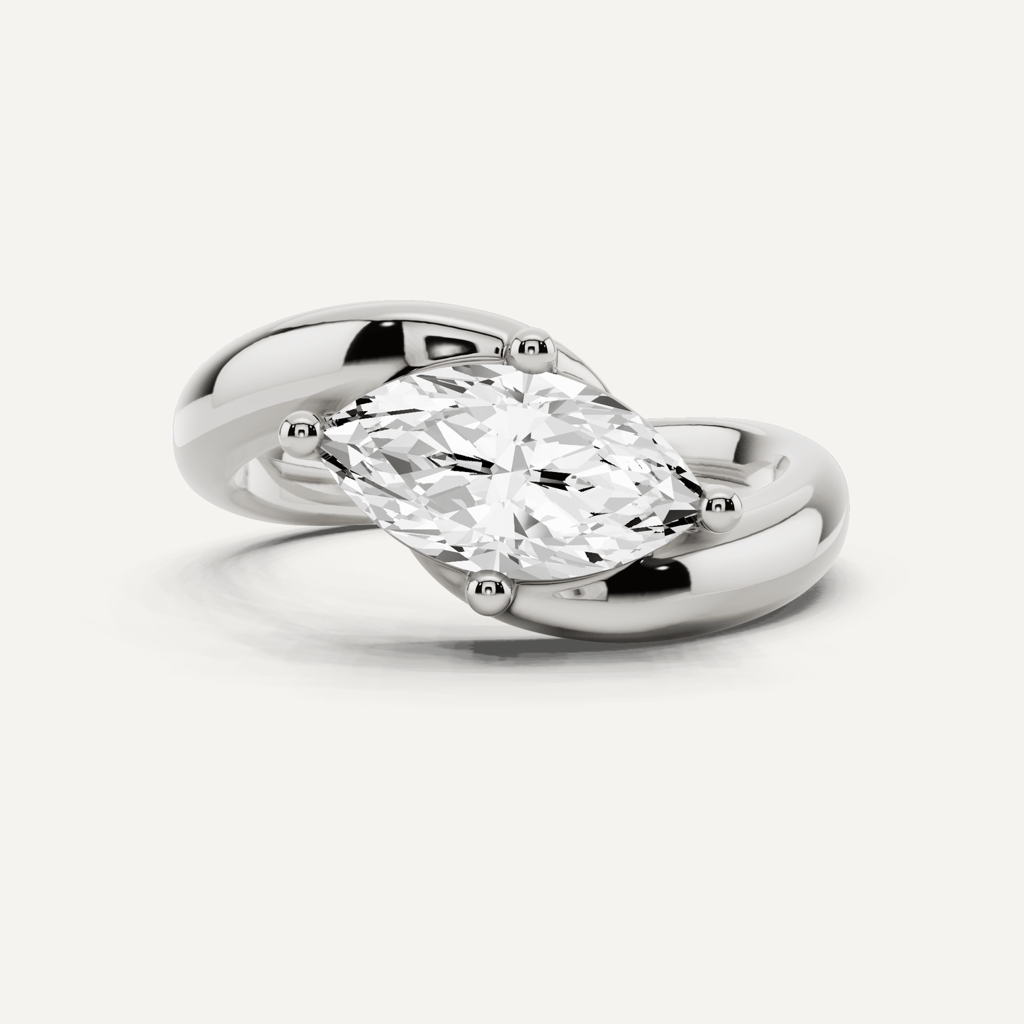 3/4 ctw Marquise Diamond East - West Solitaire Engagement Ring - Lotus Diamond