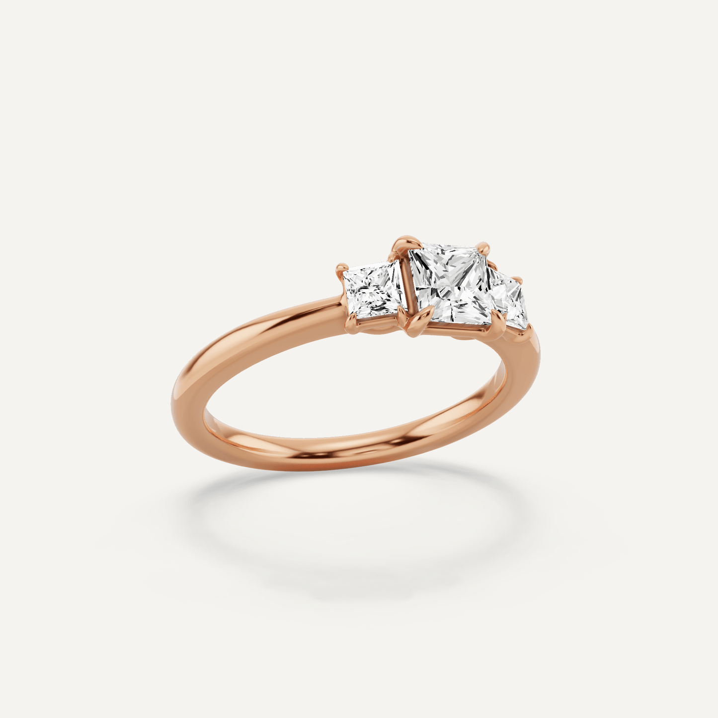 3/4 ctw Princess Diamond Three Stone Engagement Ring - Lotus Diamond