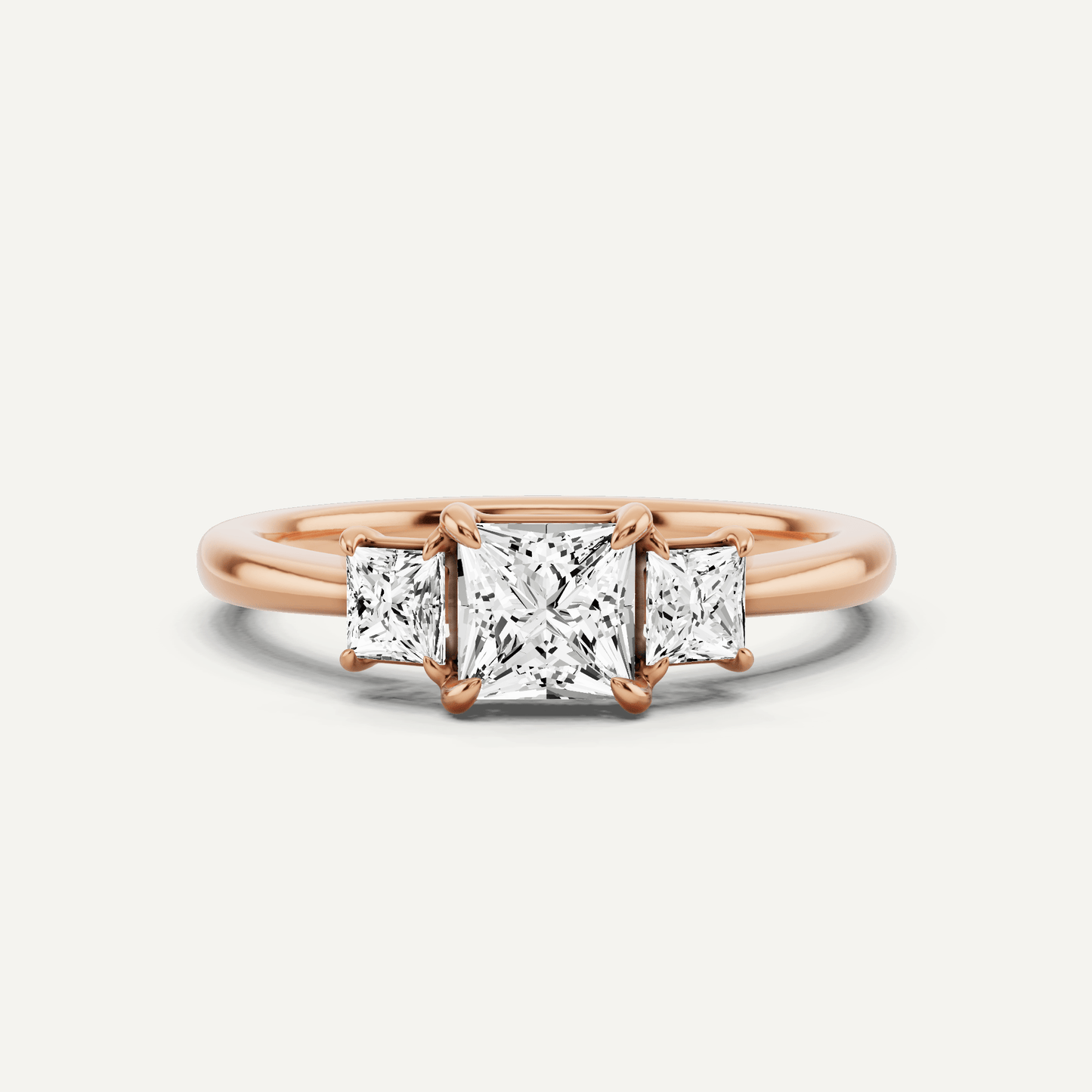 3/4 ctw Princess Diamond Three Stone Engagement Ring - Lotus Diamond