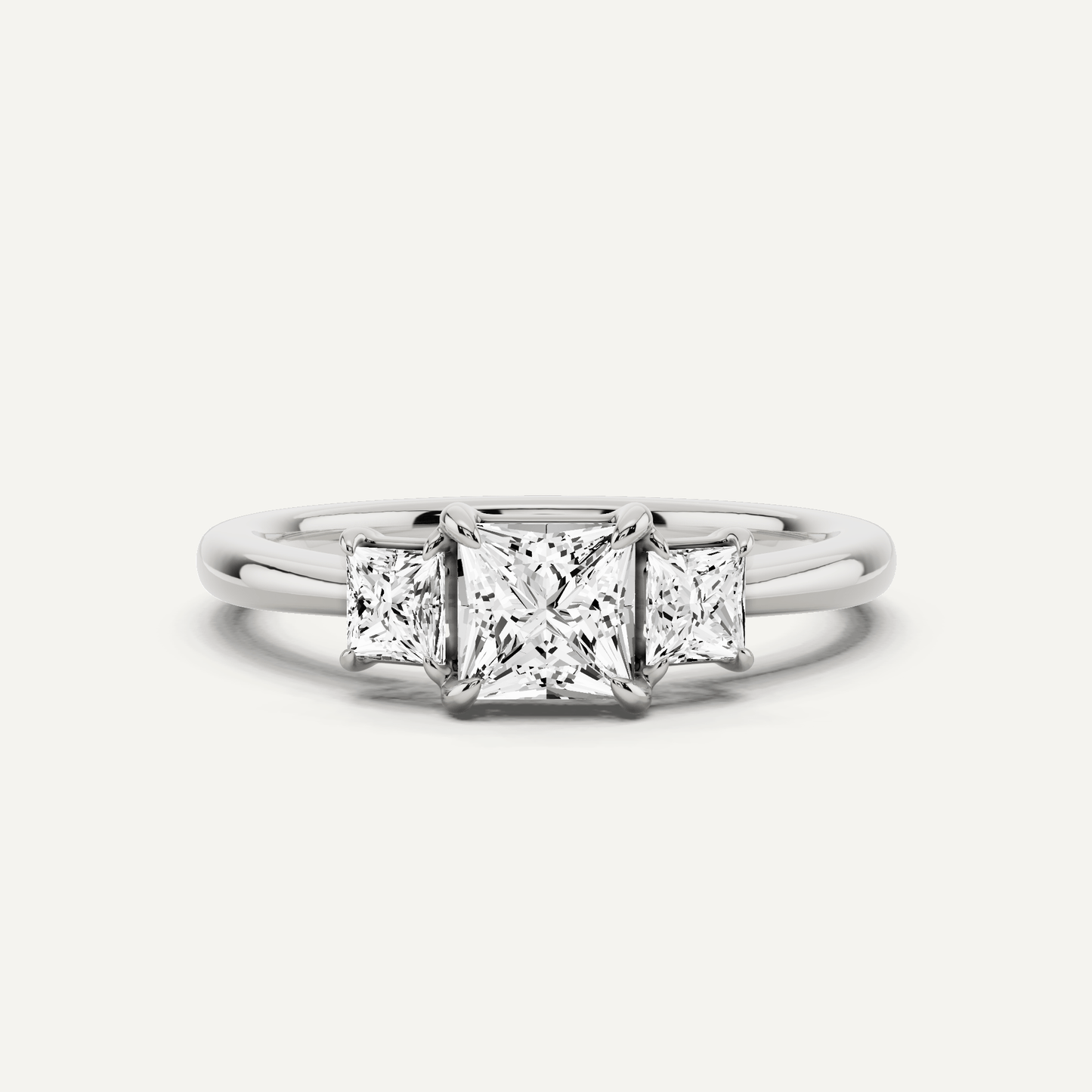 3/4 ctw Princess Diamond Three Stone Engagement Ring - Lotus Diamond
