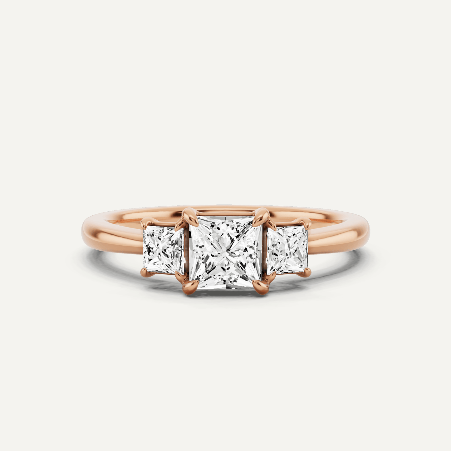 3/4 ctw Princess Diamond Three Stone Engagement Ring - Lotus Diamond