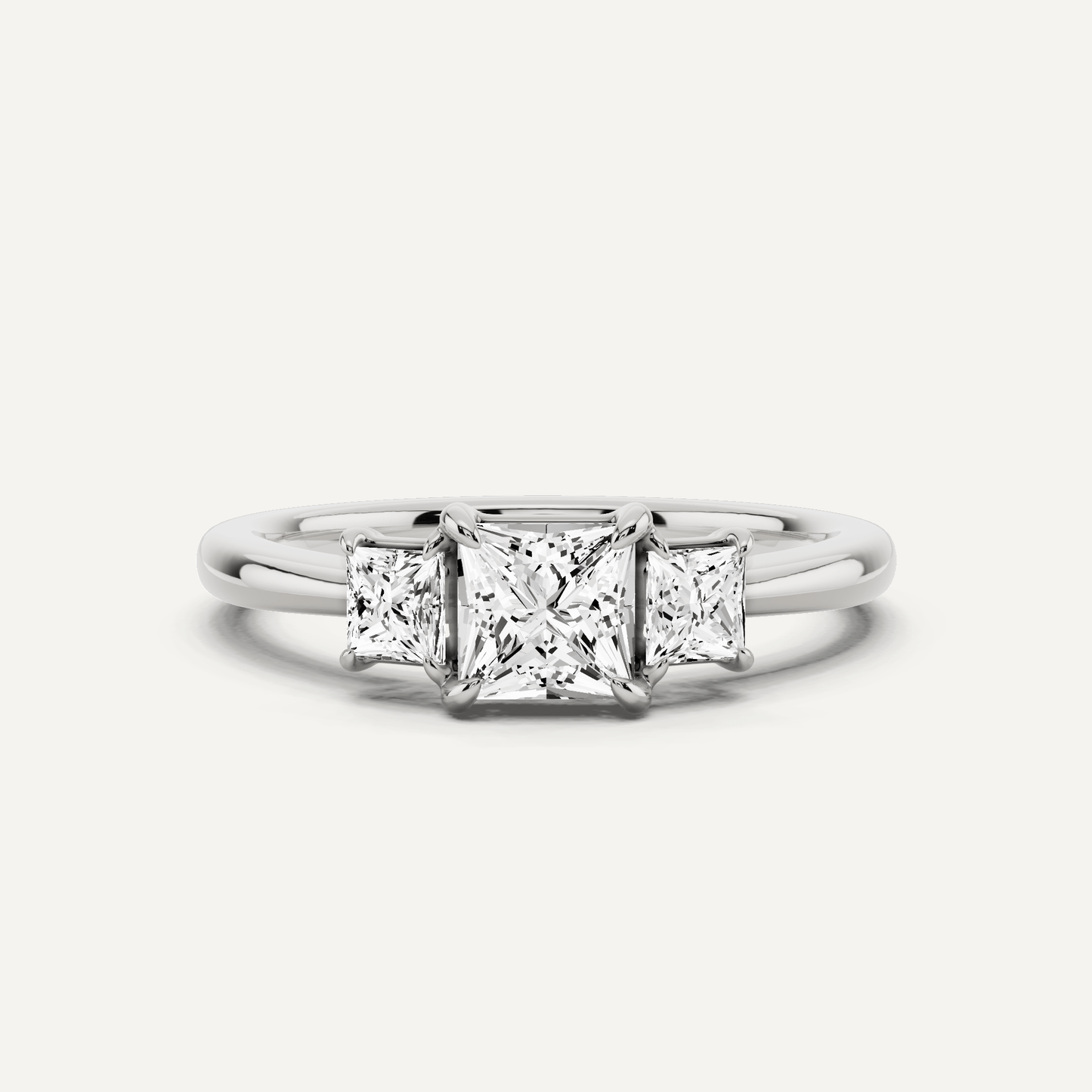 3/4 ctw Princess Diamond Three Stone Engagement Ring - Lotus Diamond