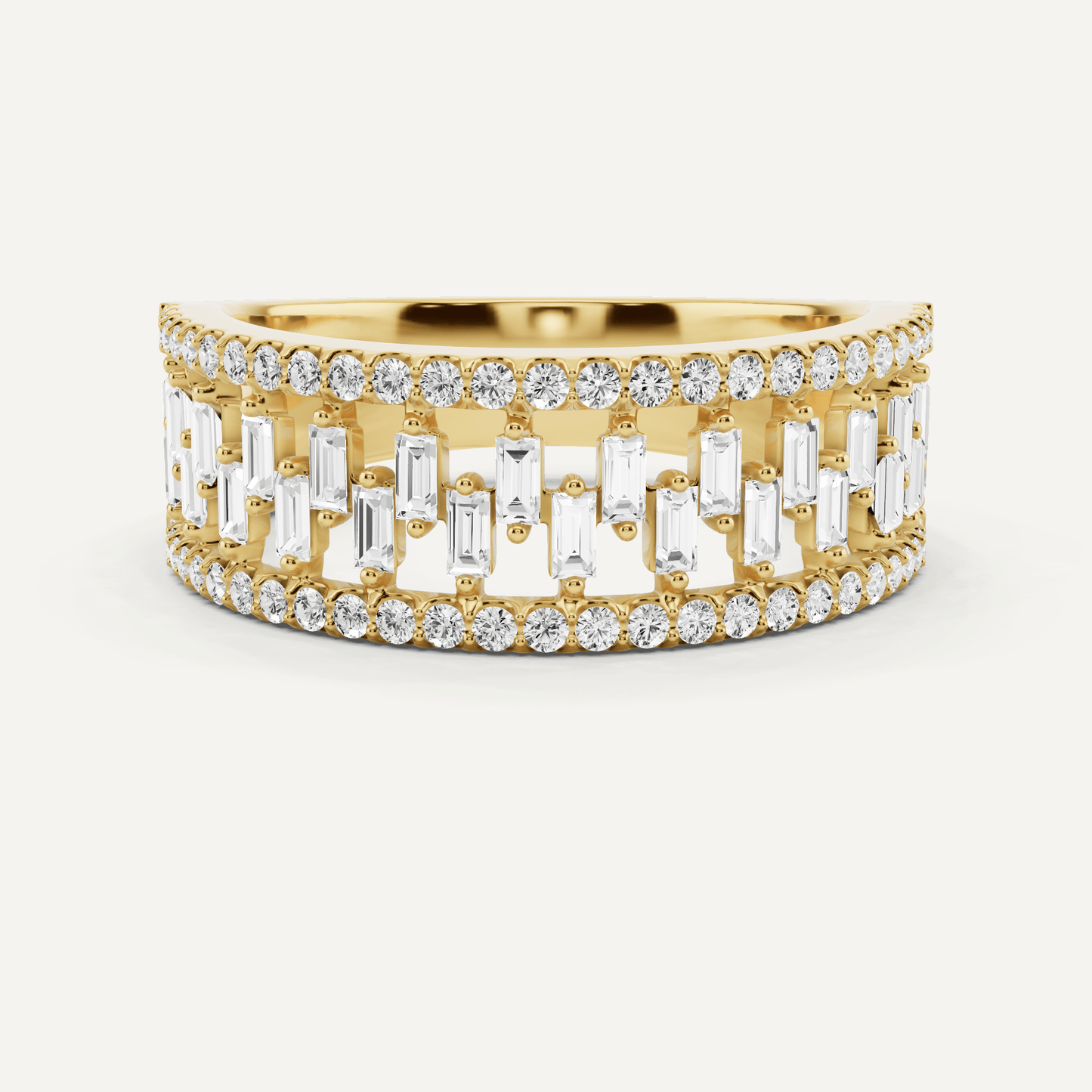 3/4 ctw Round and Baguette Diamond Bridge Wedding Band - Lotus Diamond