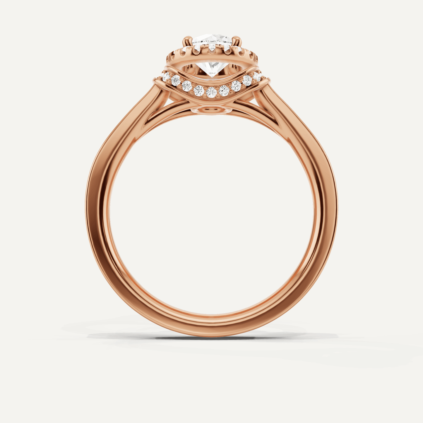 3/4 ctw Round Diamond French Pave Halo Engagement Ring - Lotus Diamond