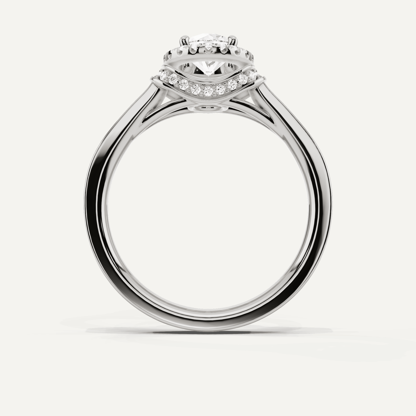3/4 ctw Round Diamond French Pave Halo Engagement Ring - Lotus Diamond