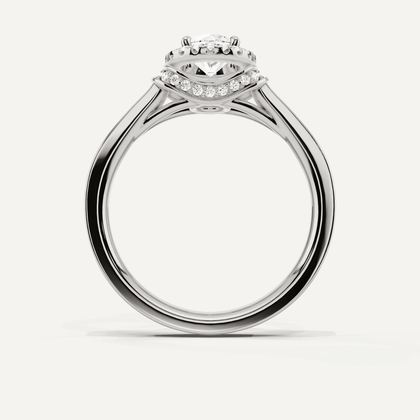 3/4 ctw Round Diamond French Pave Halo Engagement Ring - Lotus Diamond