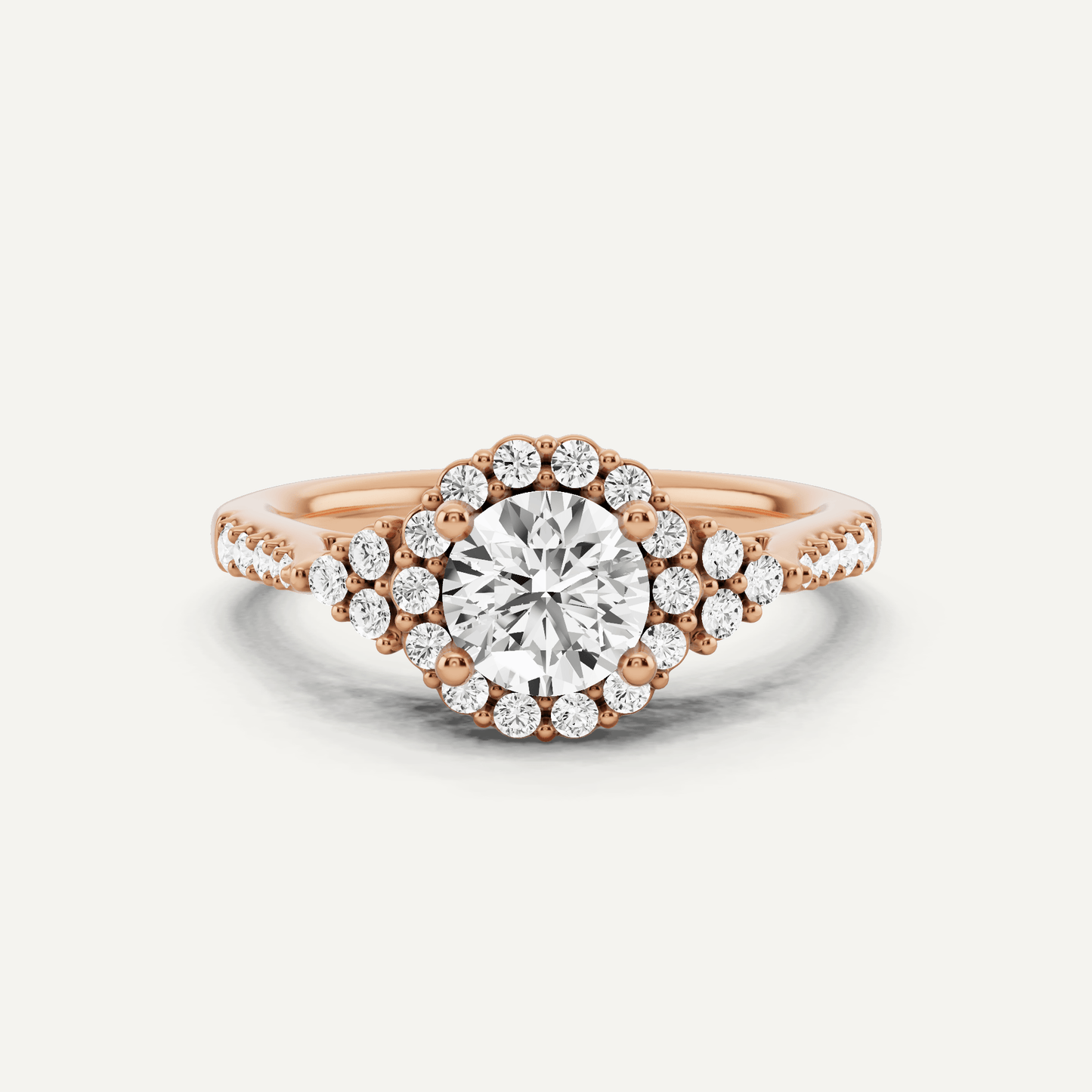 3/4 ctw Round Diamond Halo Engagement Ring - Lotus Diamond