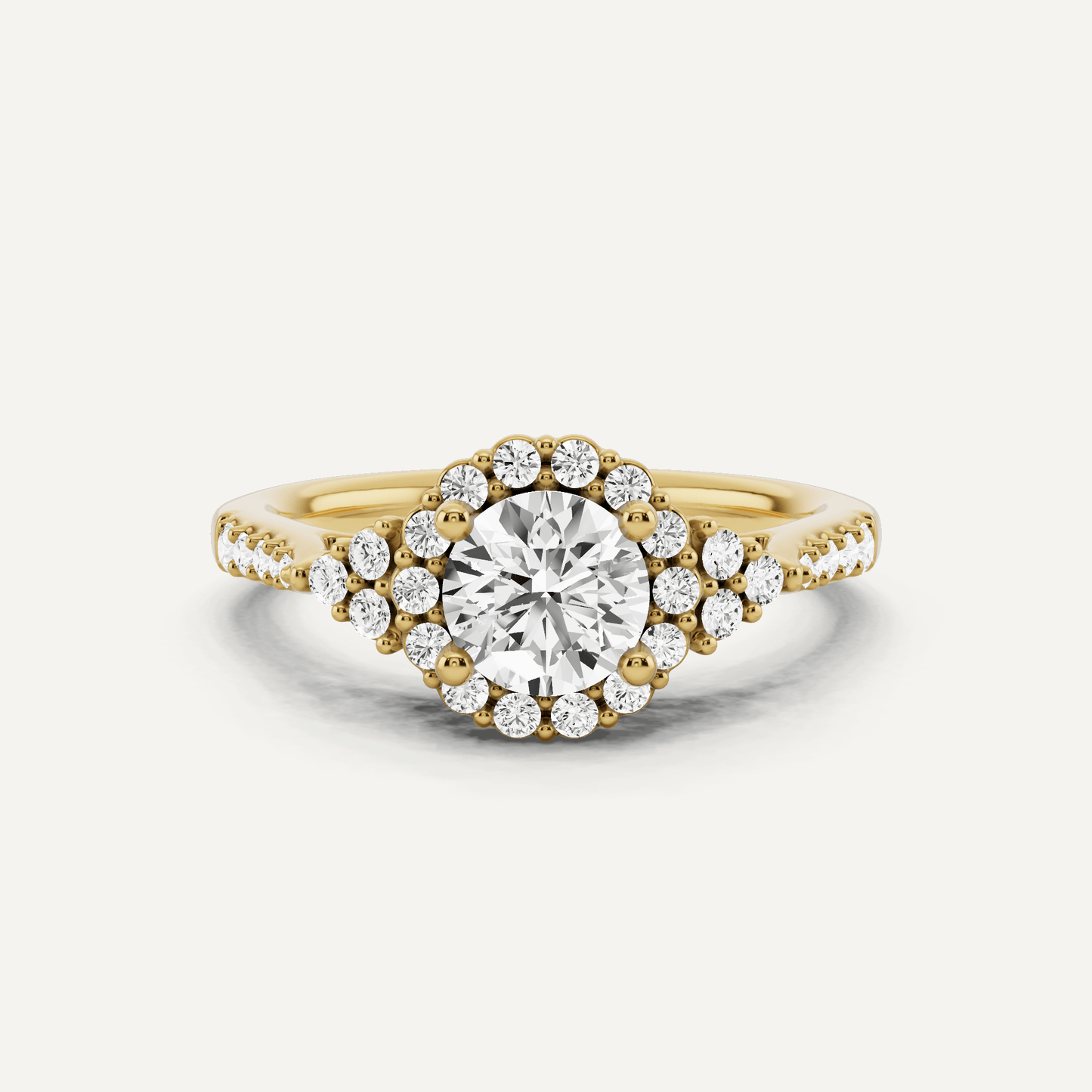 3/4 ctw Round Diamond Halo Engagement Ring - Lotus Diamond