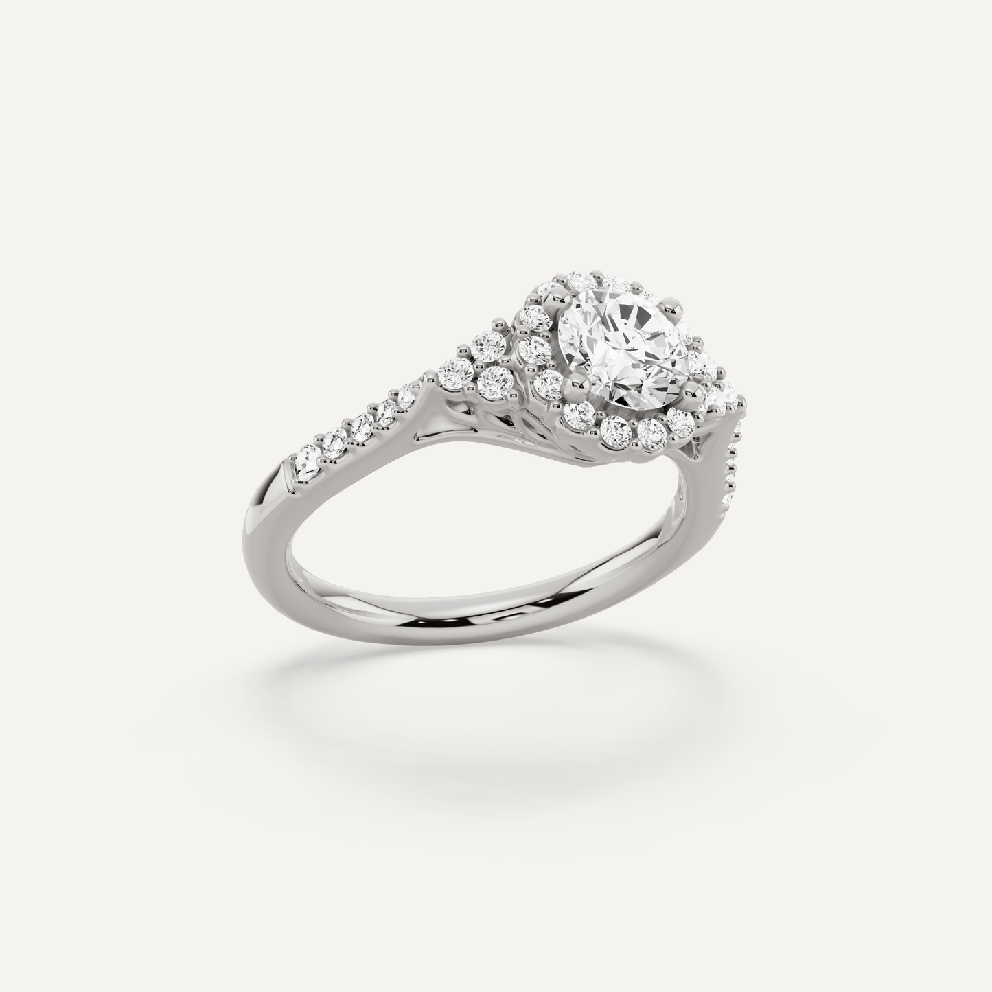 3/4 ctw Round Diamond Halo Engagement Ring - Lotus Diamond