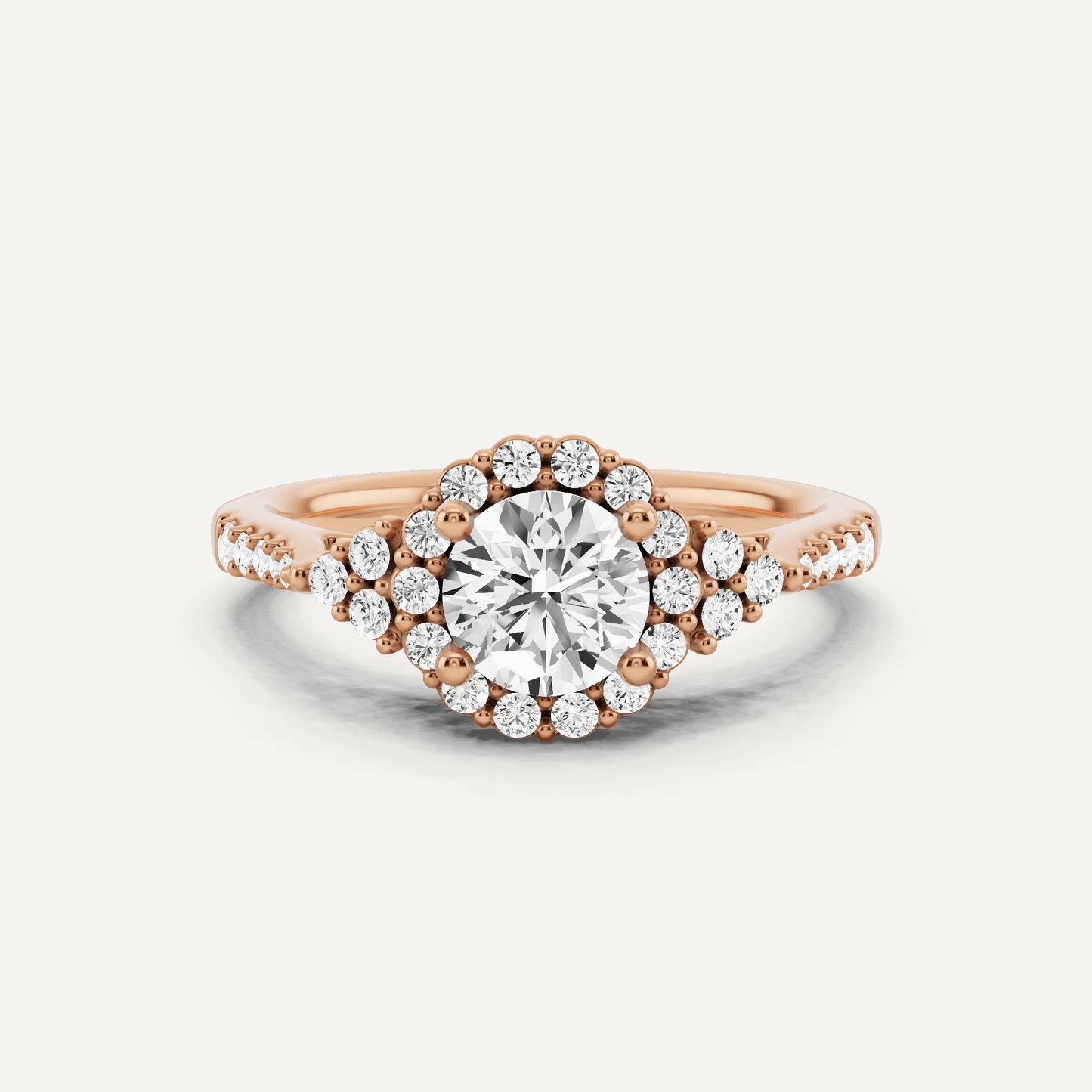 3/4 ctw Round Diamond Halo Engagement Ring - Lotus Diamond