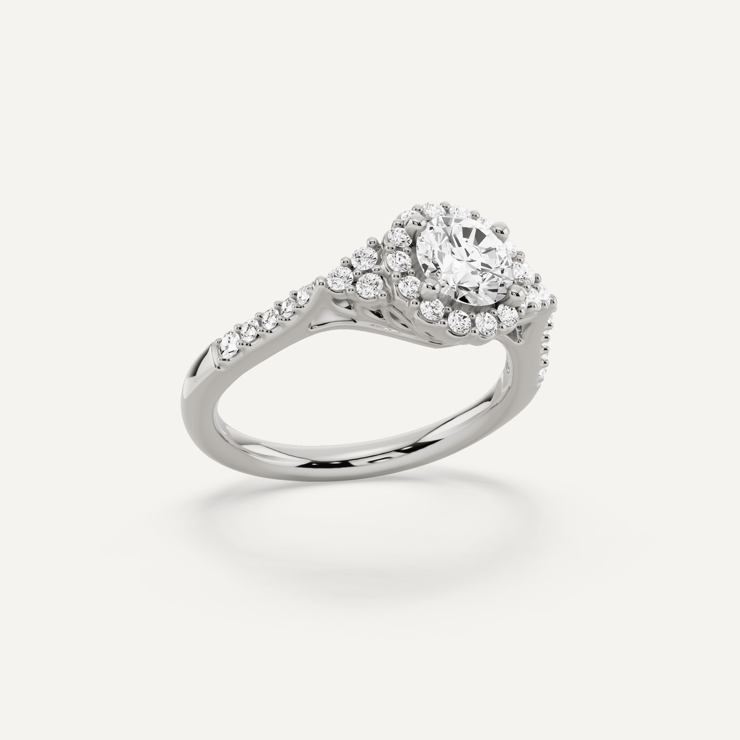 3/4 ctw Round Diamond Halo Engagement Ring - Lotus Diamond
