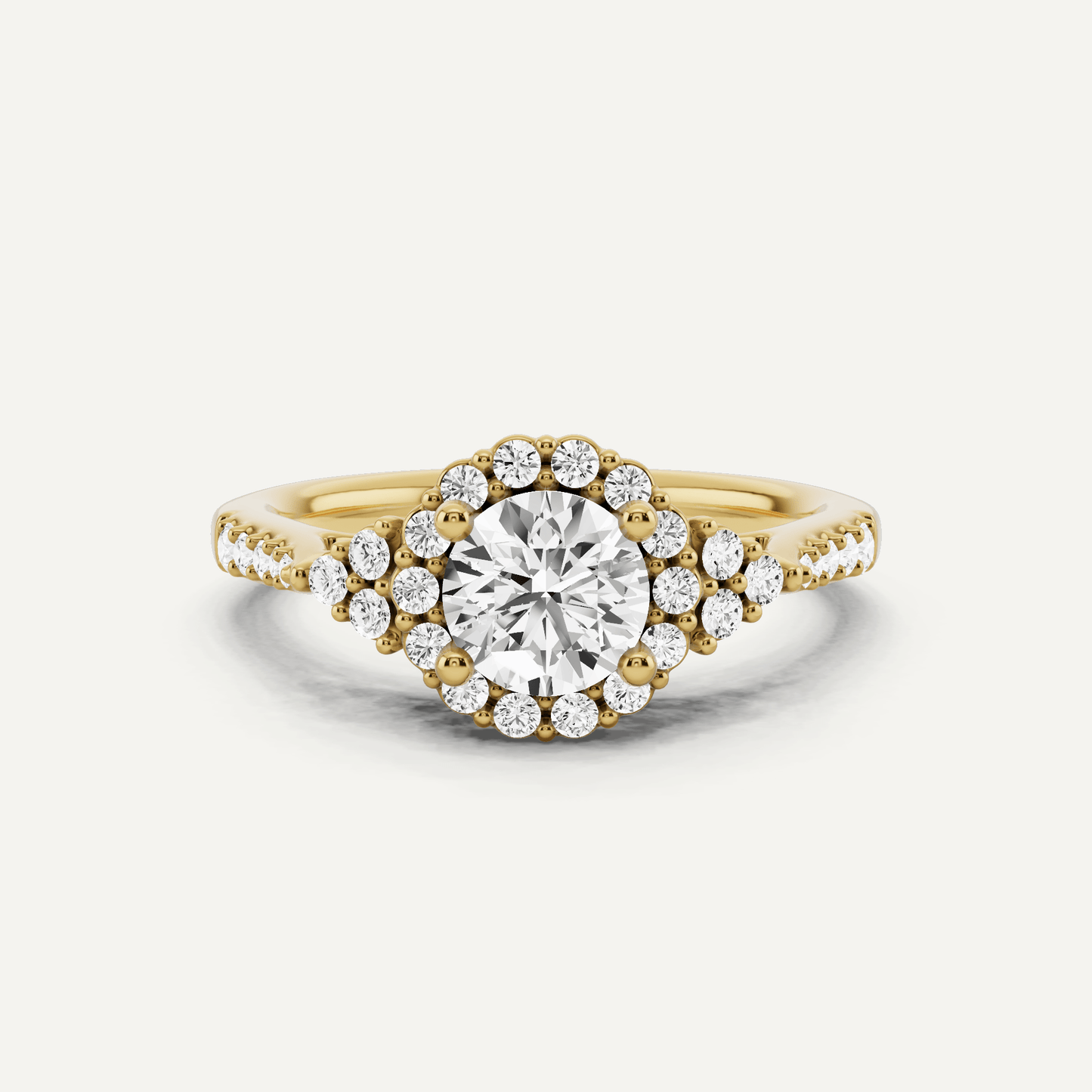 3/4 ctw Round Diamond Halo Engagement Ring - Lotus Diamond