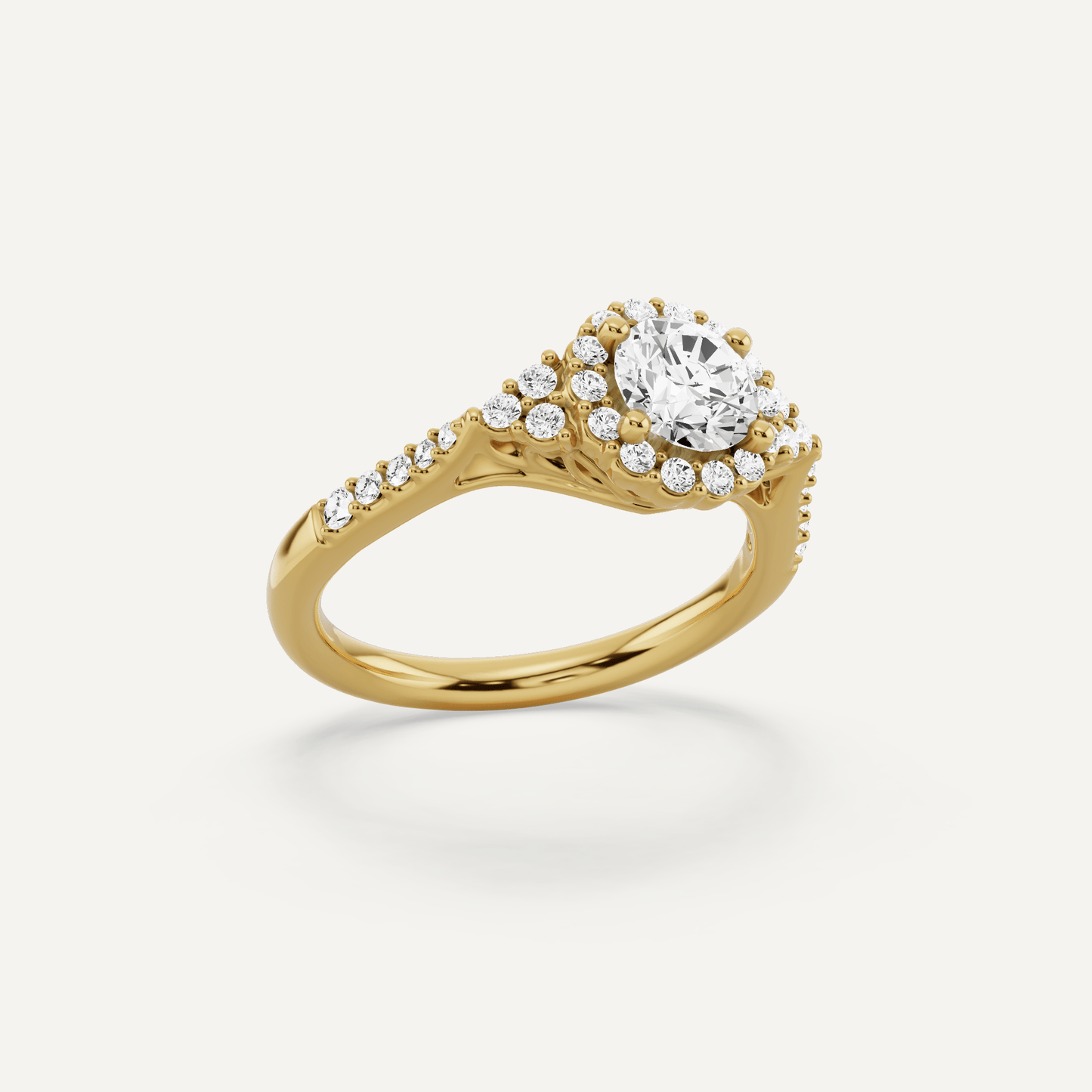 3/4 ctw Round Diamond Halo Engagement Ring - Lotus Diamond