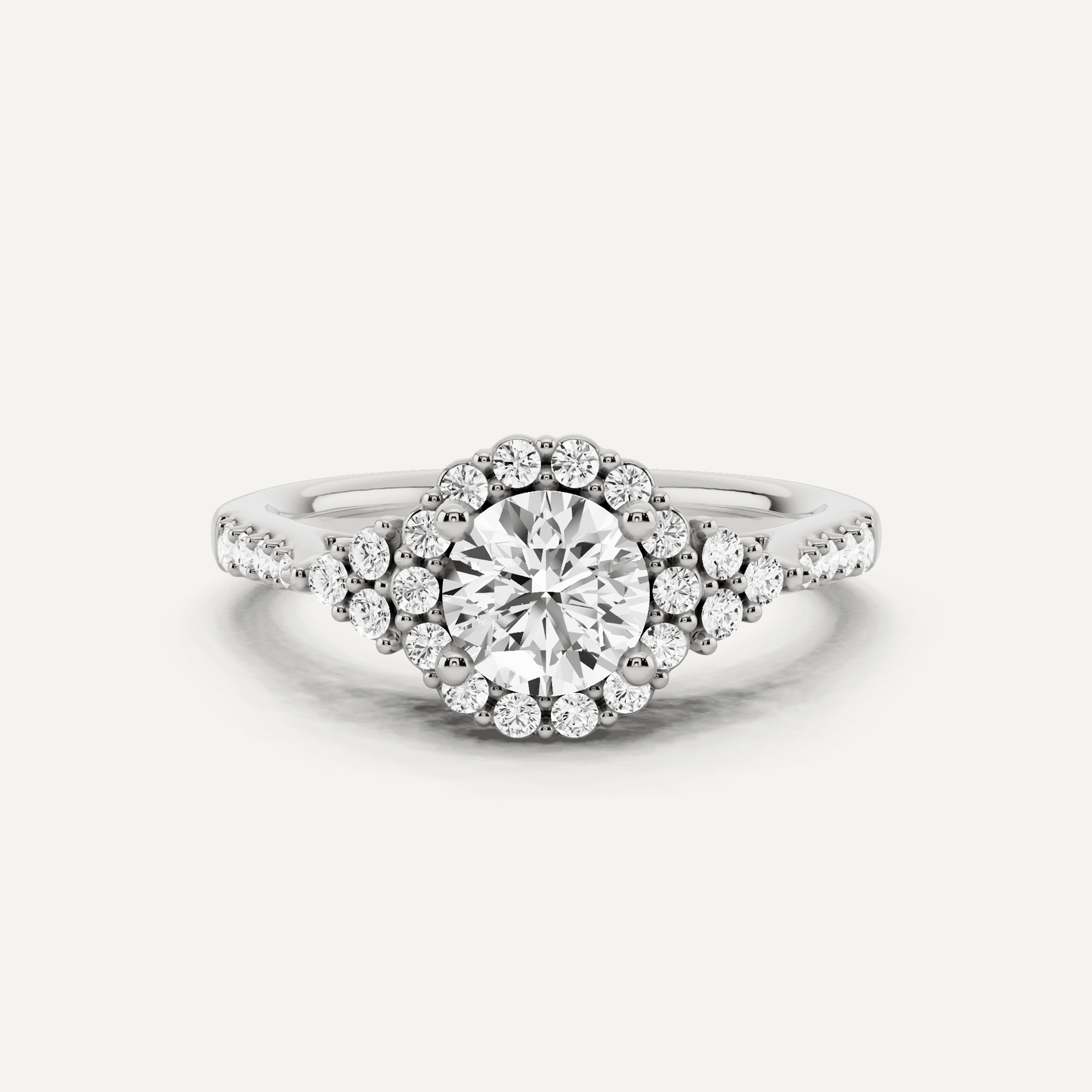3/4 ctw Round Diamond Halo Engagement Ring - Lotus Diamond