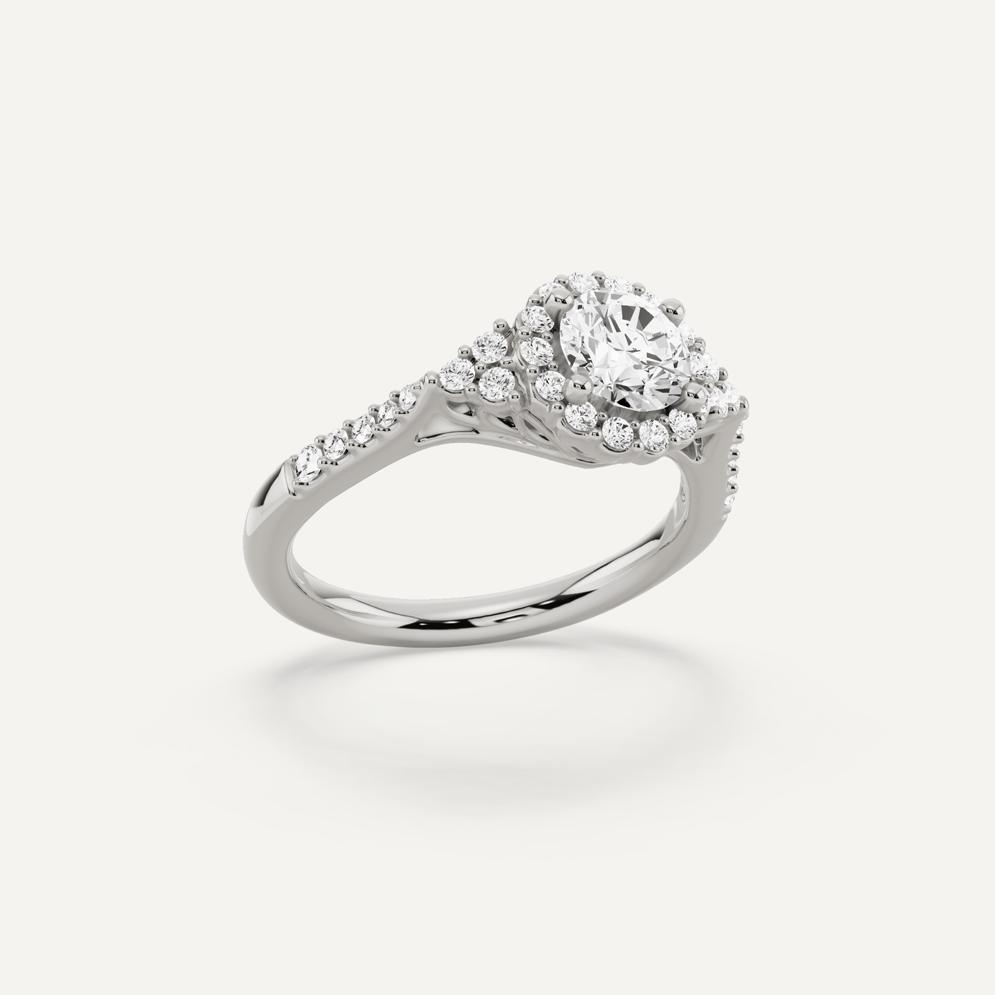 3/4 ctw Round Diamond Halo Engagement Ring - Lotus Diamond