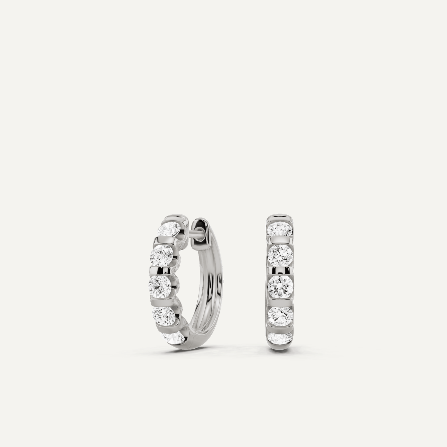 3/4 ctw Round Diamond Huggie Hoop Earrings - Lotus Diamond